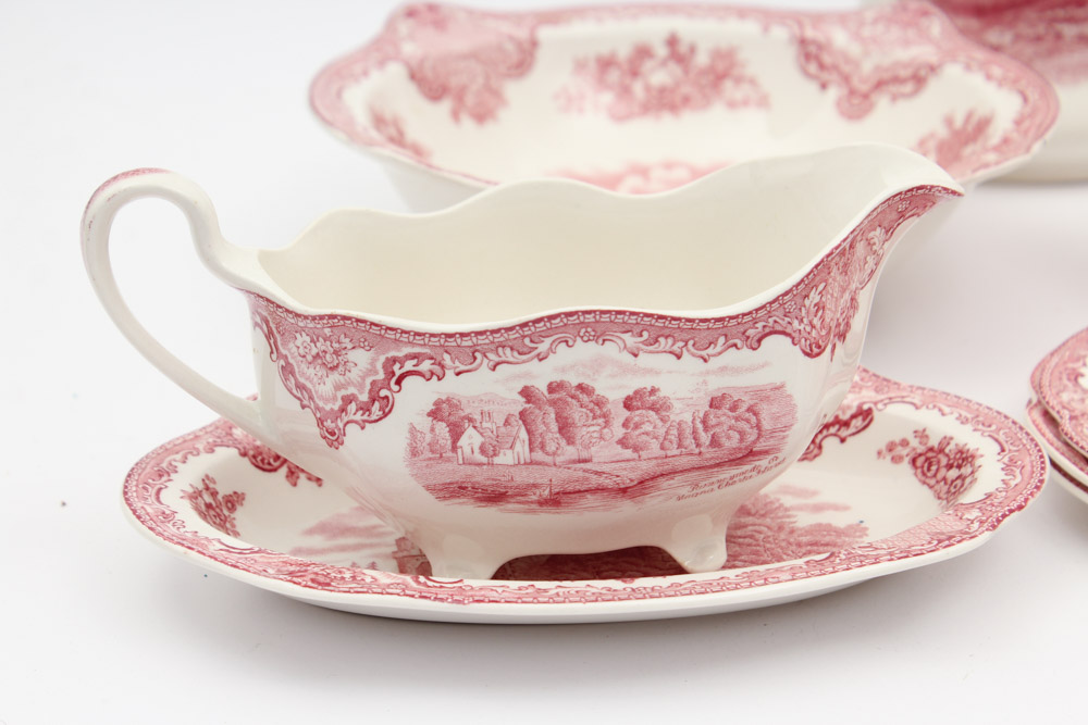 Vintage Johnson Brothers "Old British Castles" Pink Dinnerware