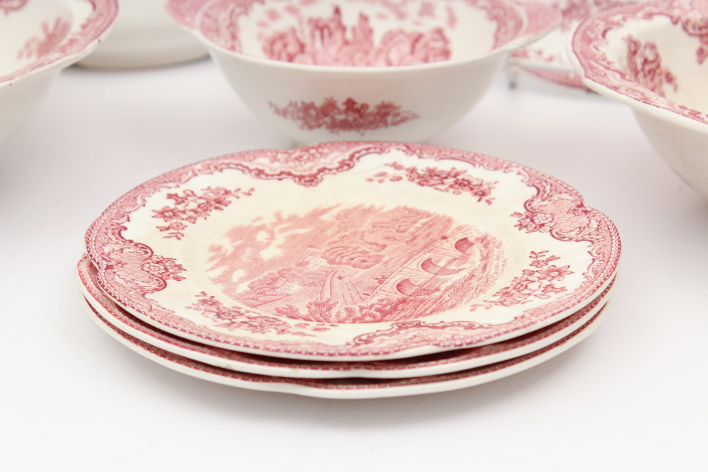 Vintage Johnson Brothers "Old British Castles" Pink Dinnerware