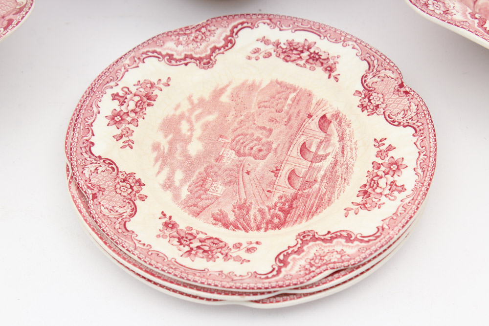 Vintage Johnson Brothers "Old British Castles" Pink Dinnerware