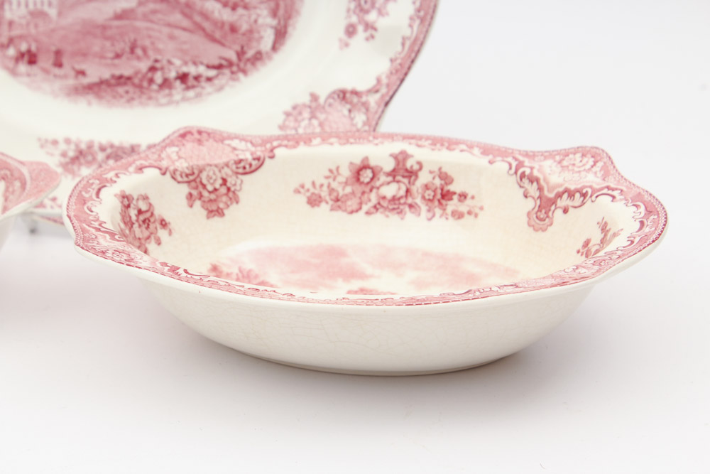 Vintage Johnson Brothers "Old British Castles" Pink Dinnerware