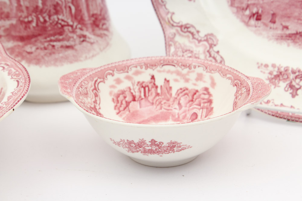 Vintage Johnson Brothers "Old British Castles" Pink Dinnerware