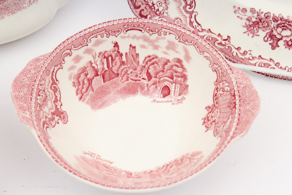 Vintage Johnson Brothers "Old British Castles" Pink Dinnerware