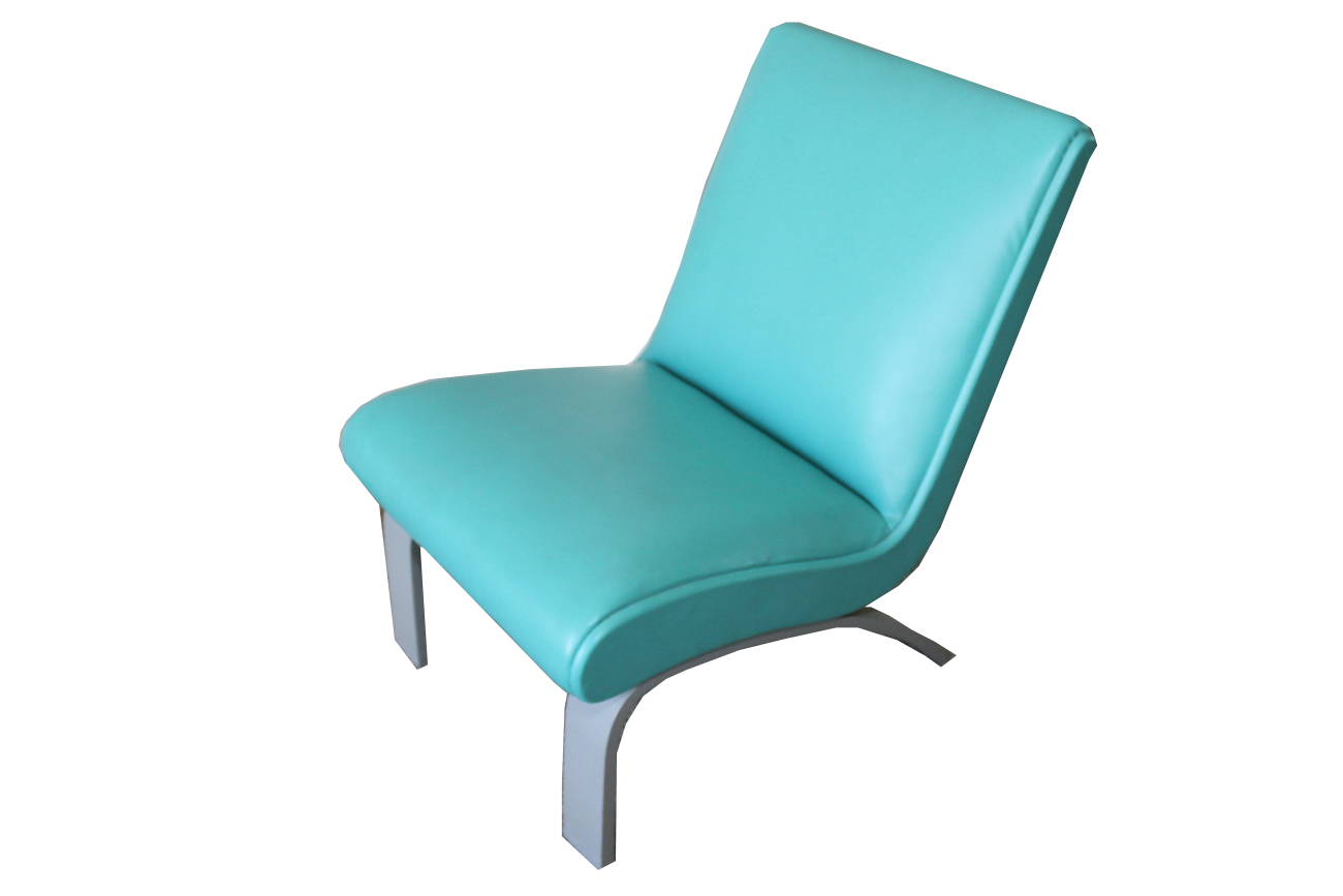 Mid Century Modern Blue Vinyl Upholstered Chair by Thonet