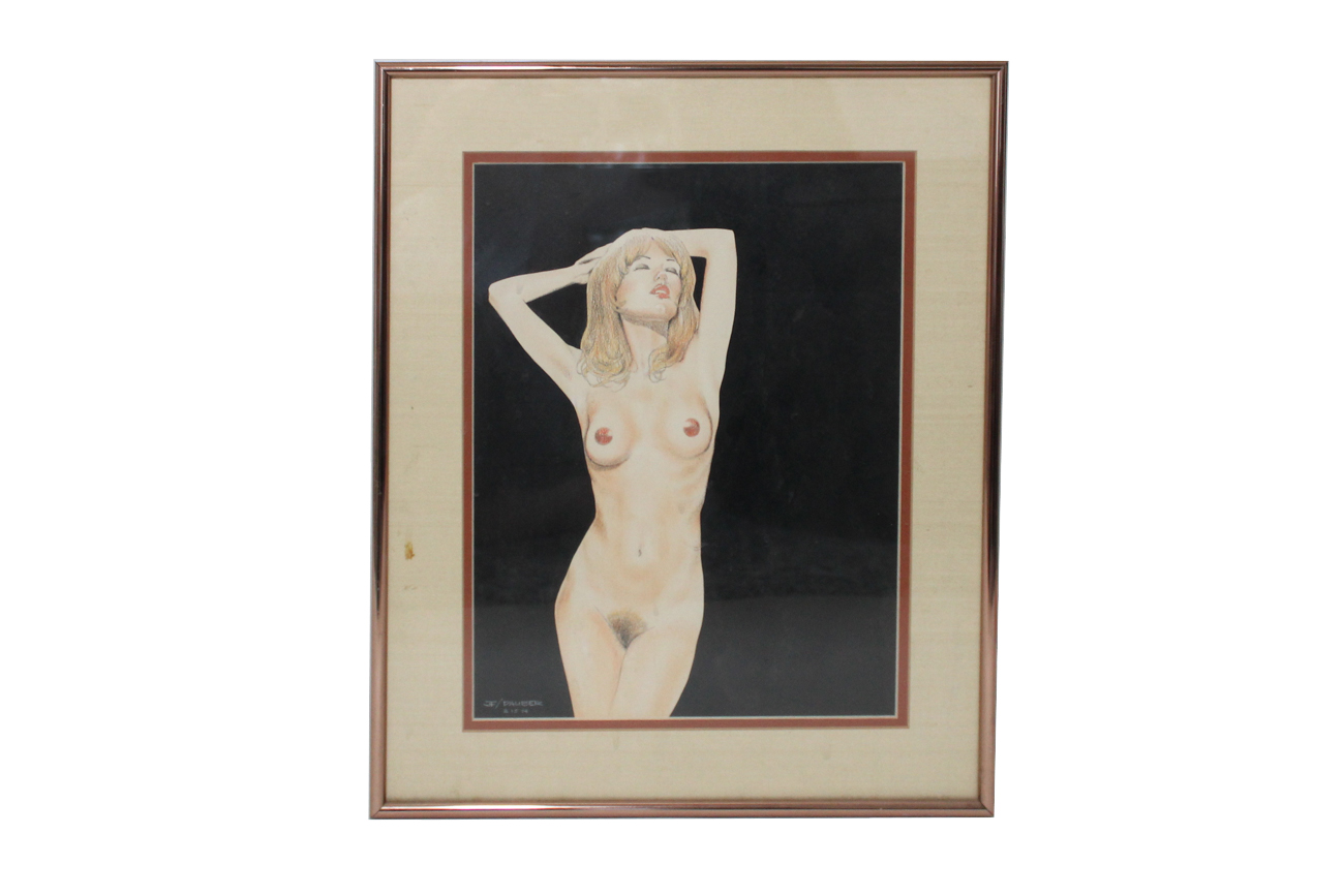 Jim Farr (Dauber) Original Drawing Of Nude Woman On Paper