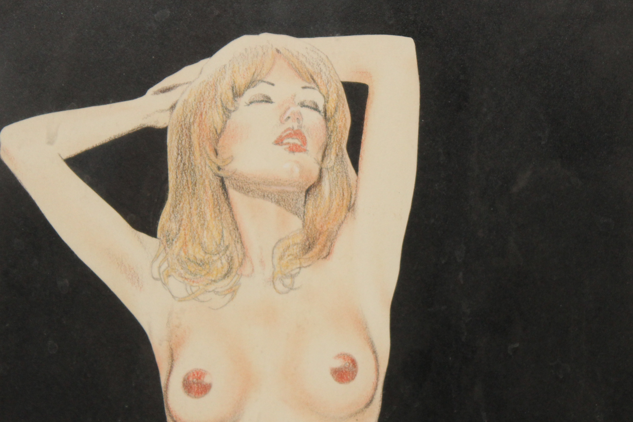 Jim Farr (Dauber) Original Drawing Of Nude Woman On Paper