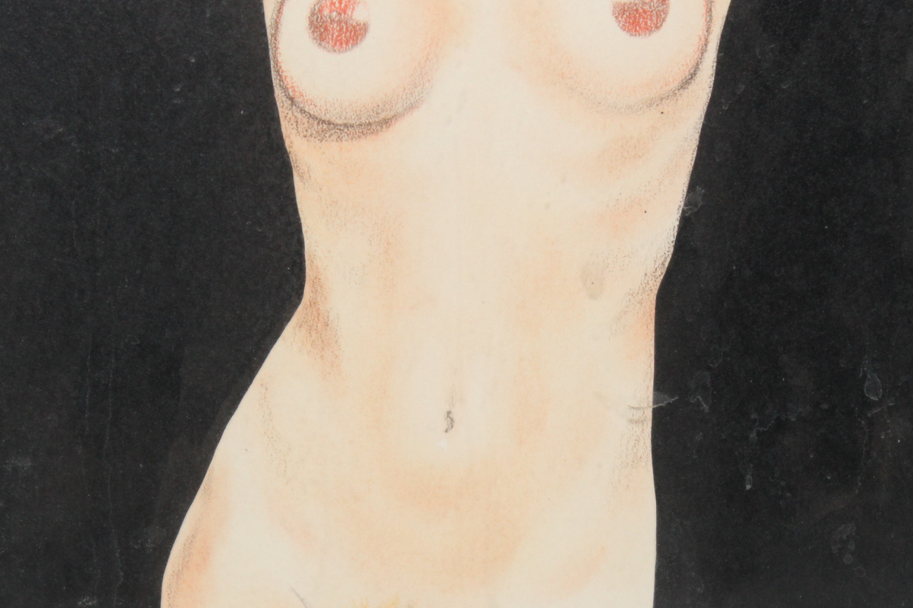 Jim Farr (Dauber) Original Drawing Of Nude Woman On Paper