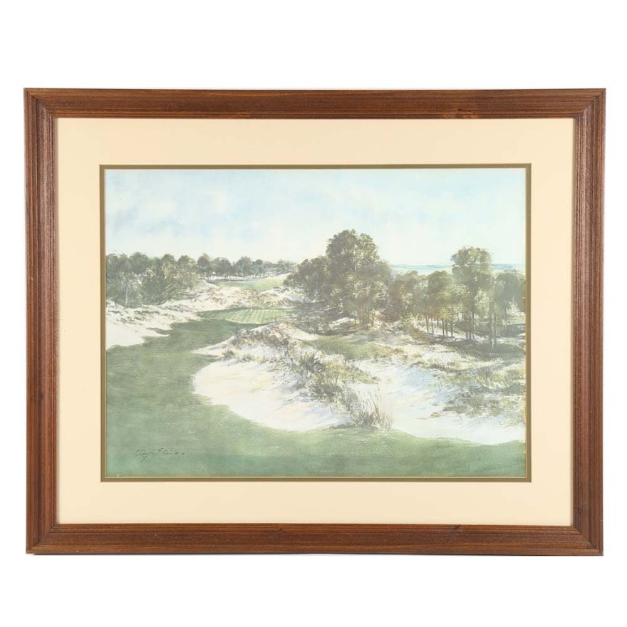 Ray G. Ellis Framed Original Watercolor "12th Hole at Wild Dunes"