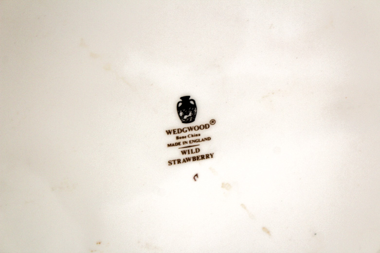 Wedgwood "Wild Strawberry" Tureen and Antique Porcelain Trio circa 1800-15