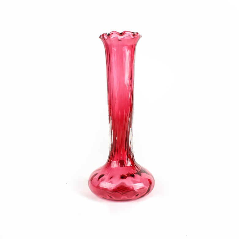 Hand Blown Pilgrim Cranberry Glass Vase