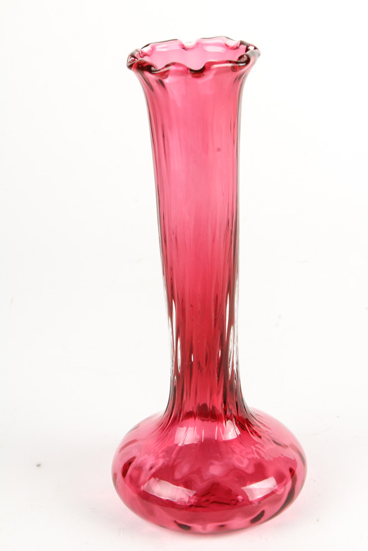 Hand Blown Pilgrim Cranberry Glass Vase