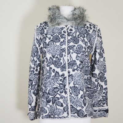 Sigrid Olsen Sweater Jacket With Faux Fur Collar