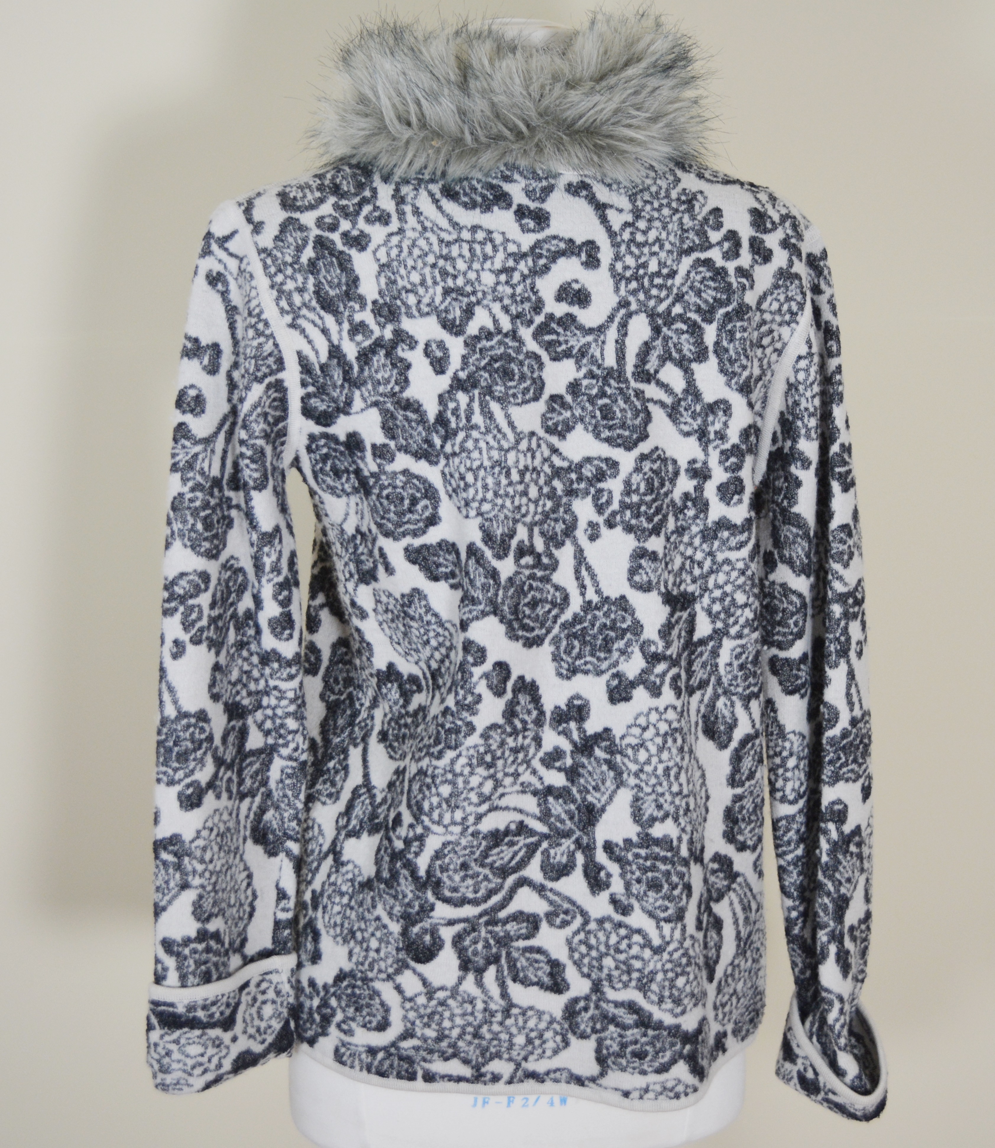 Sigrid Olsen Sweater Jacket With Faux Fur Collar