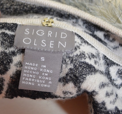 Sigrid Olsen Sweater Jacket With Faux Fur Collar