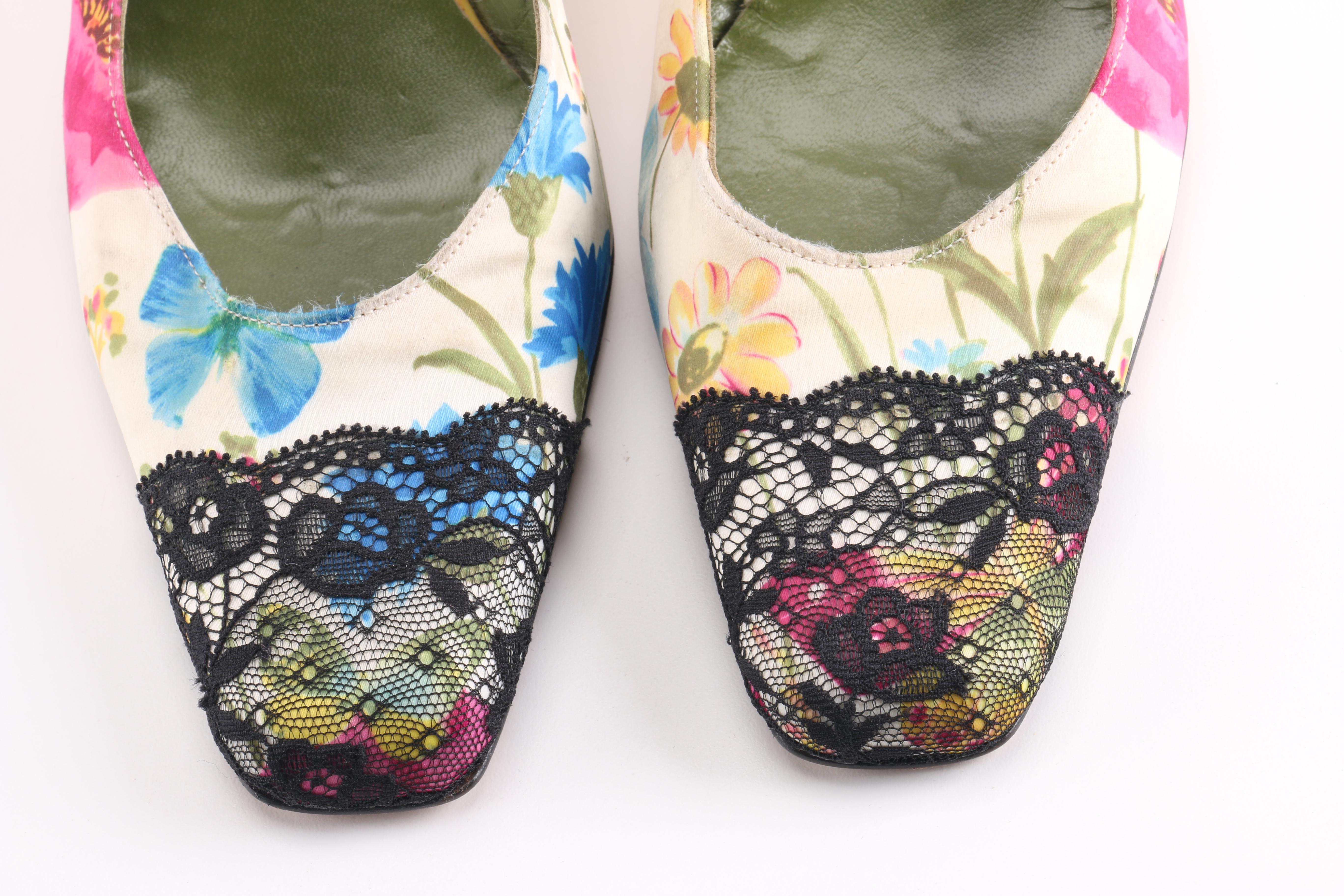 Beverly Feldman Floral Slingback Heels