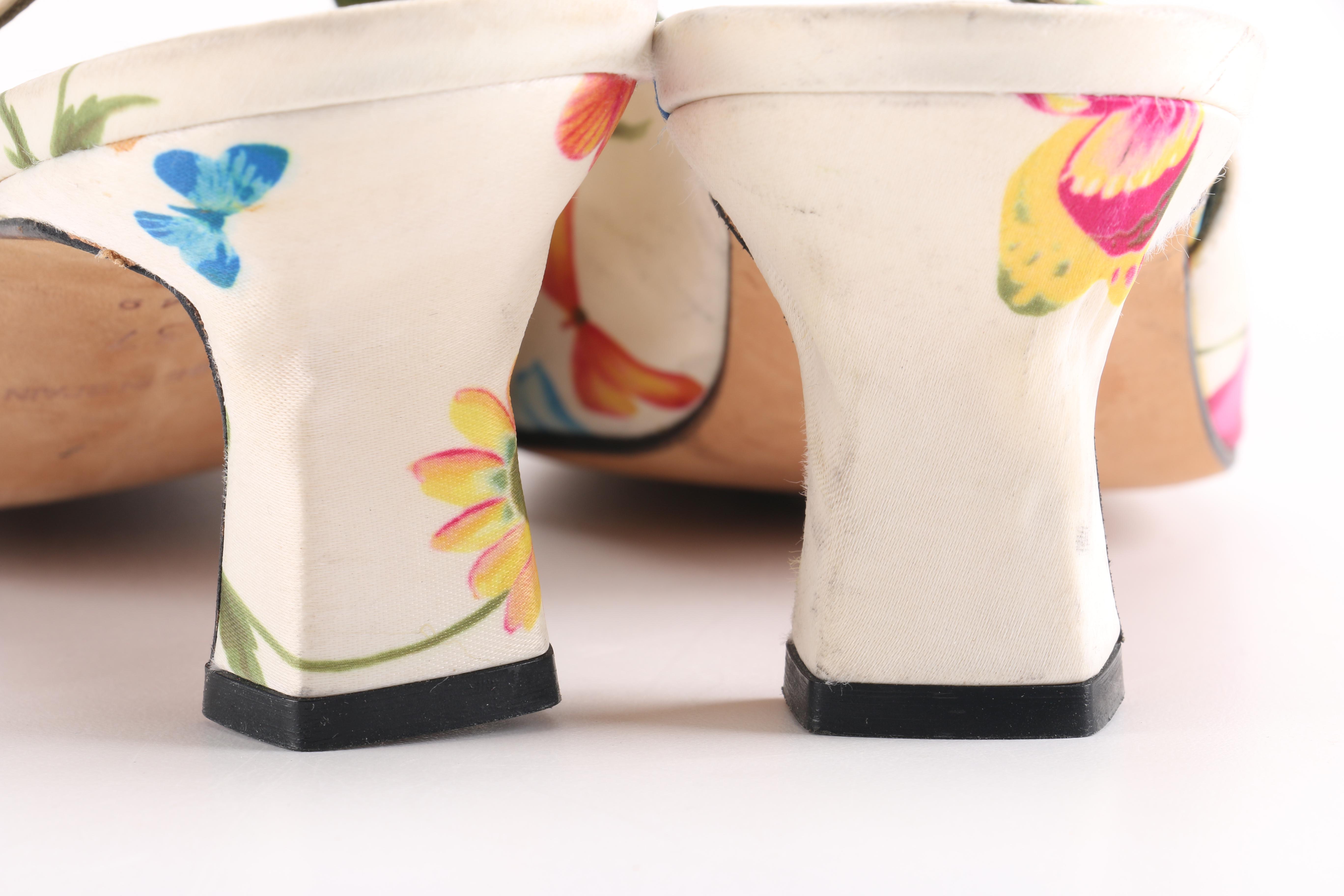 Beverly Feldman Floral Slingback Heels