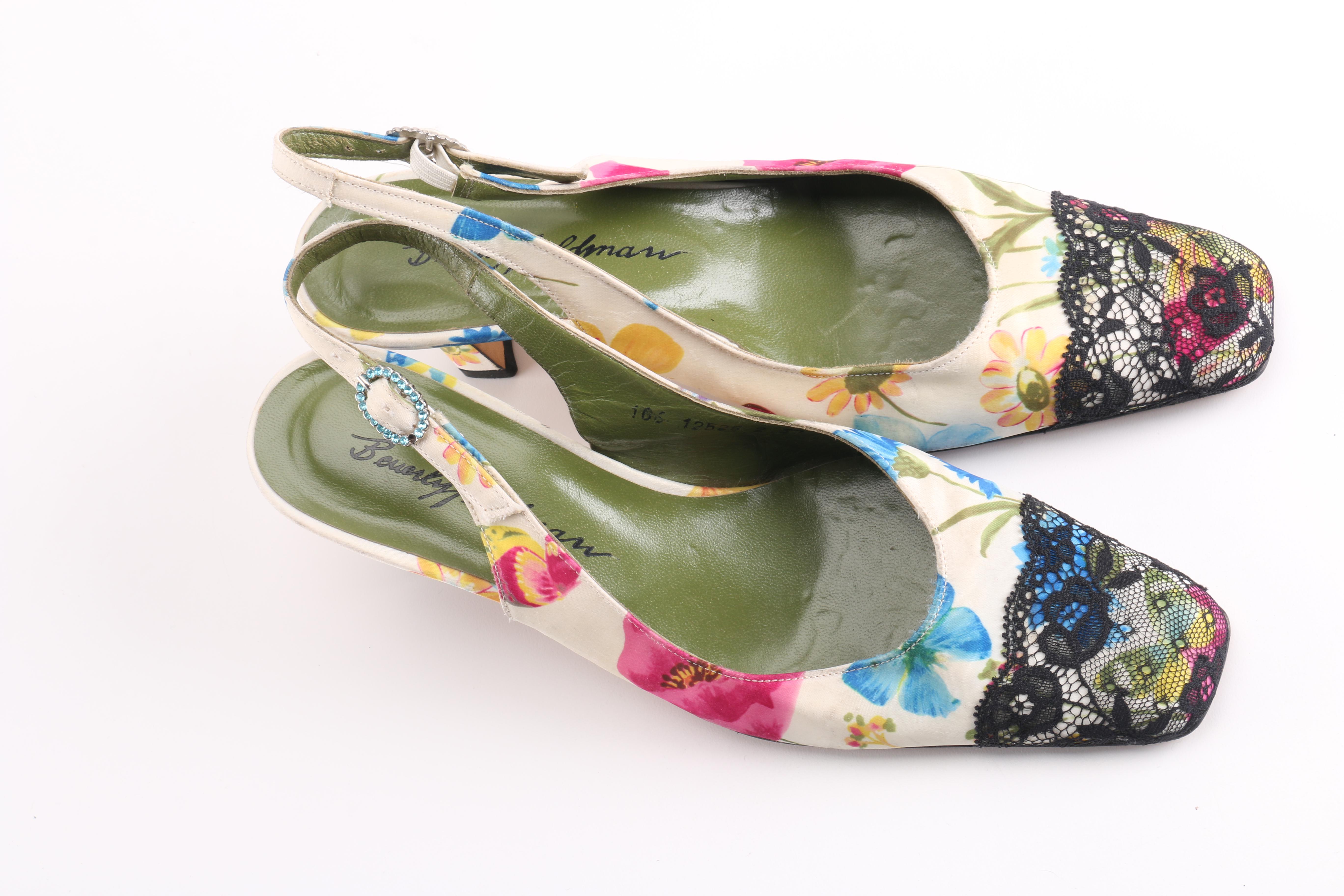Beverly Feldman Floral Slingback Heels