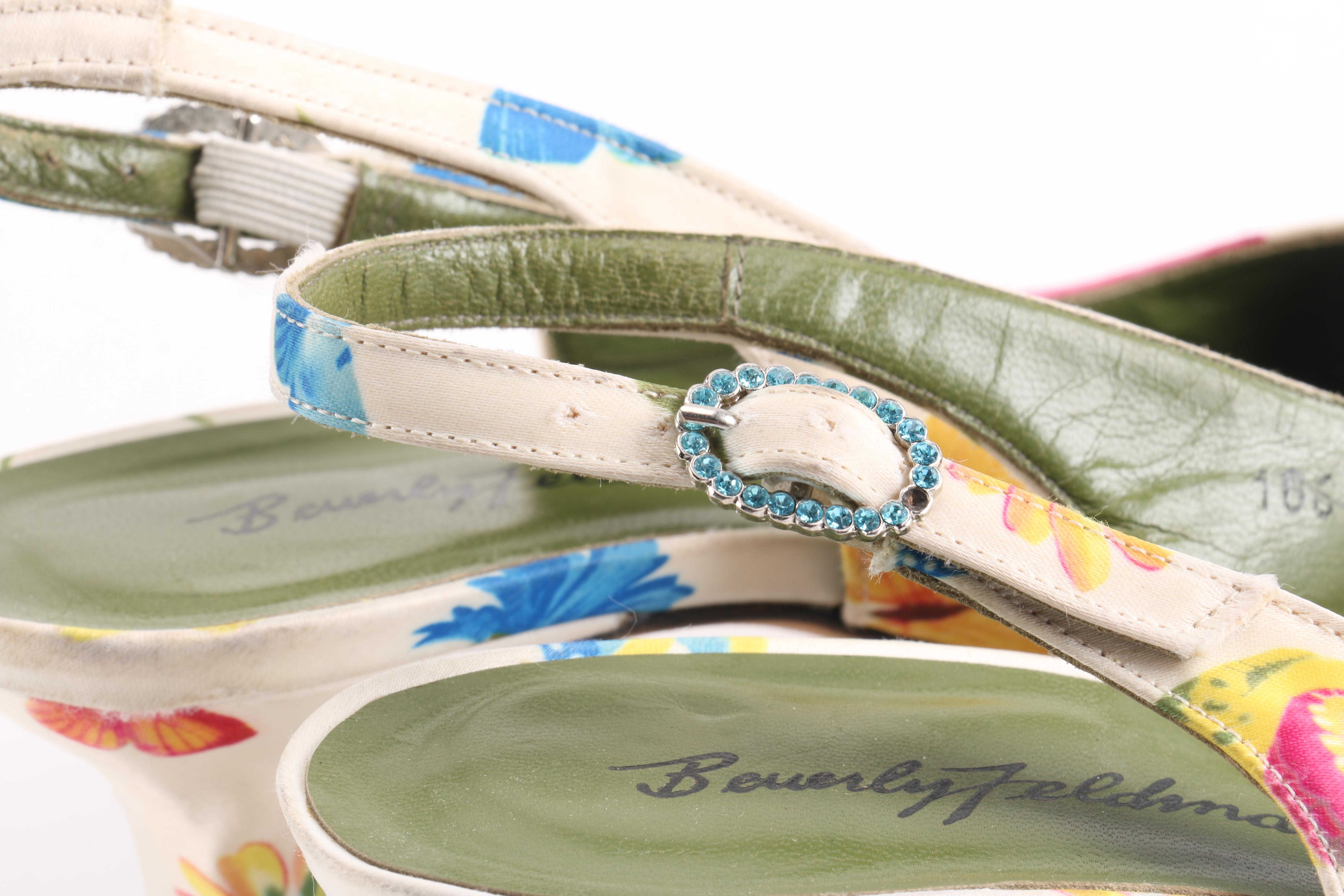 Beverly Feldman Floral Slingback Heels