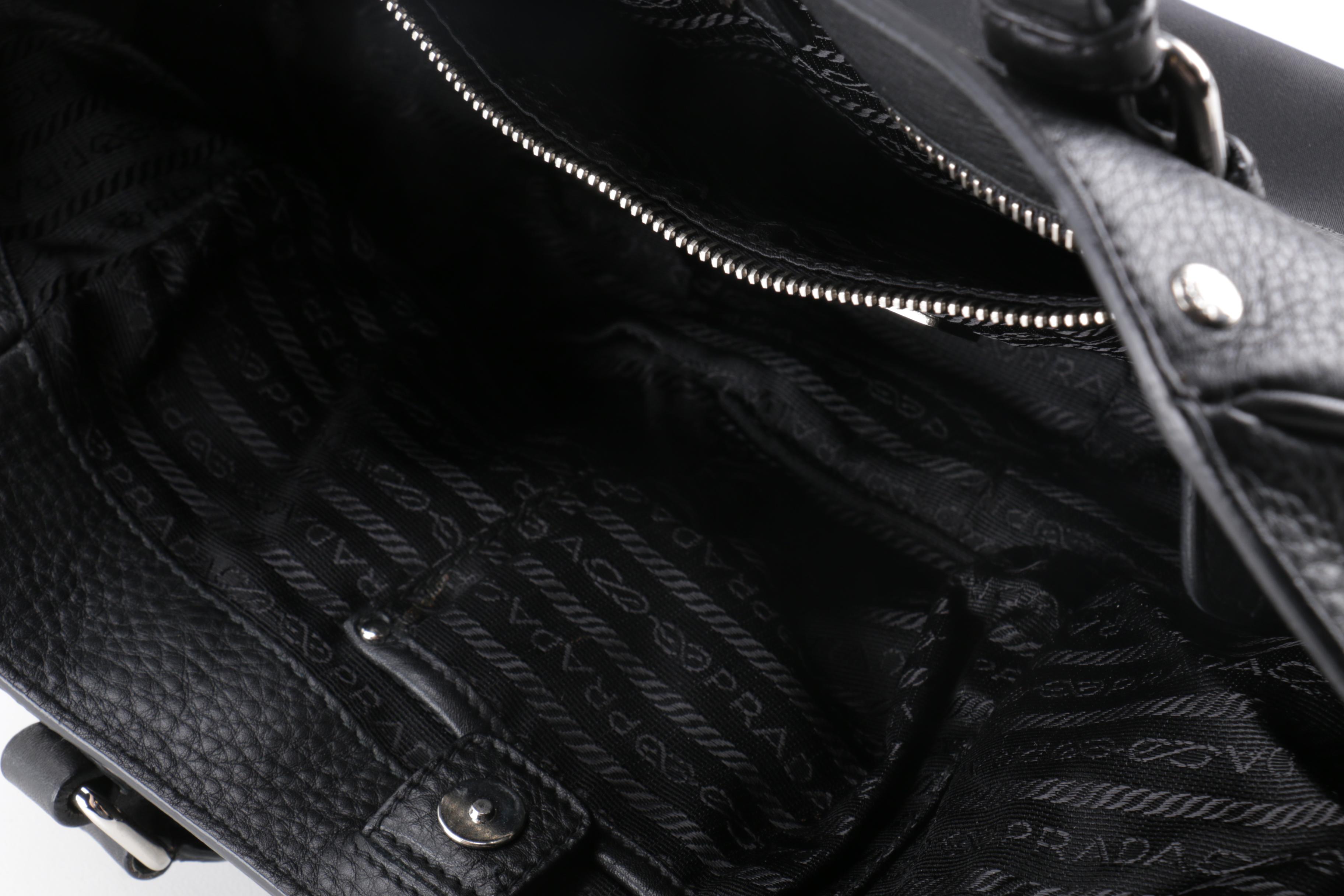Prada Black Nylon and Leather Bag