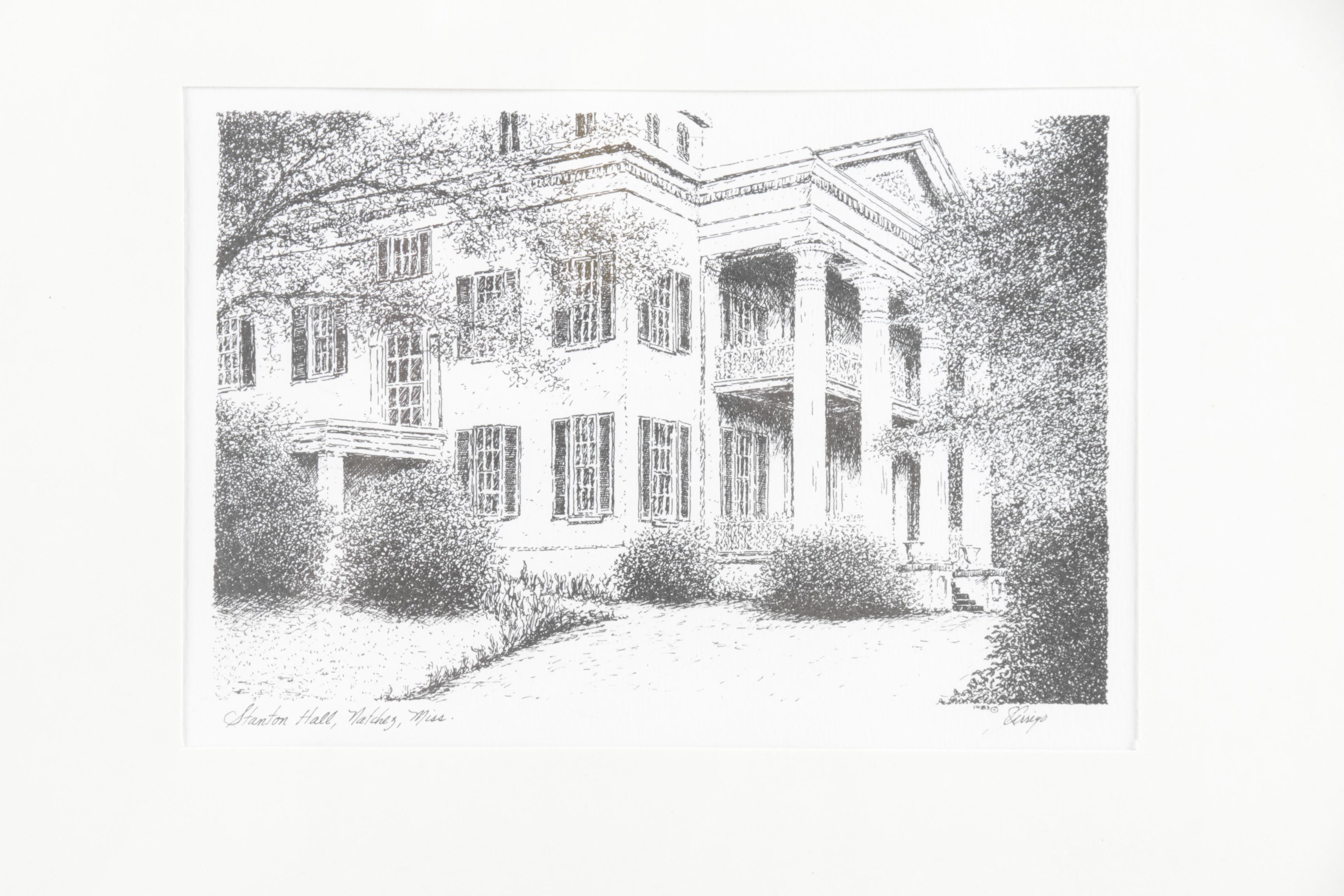 Lithographs of Architecture in Natchez, Mississippi