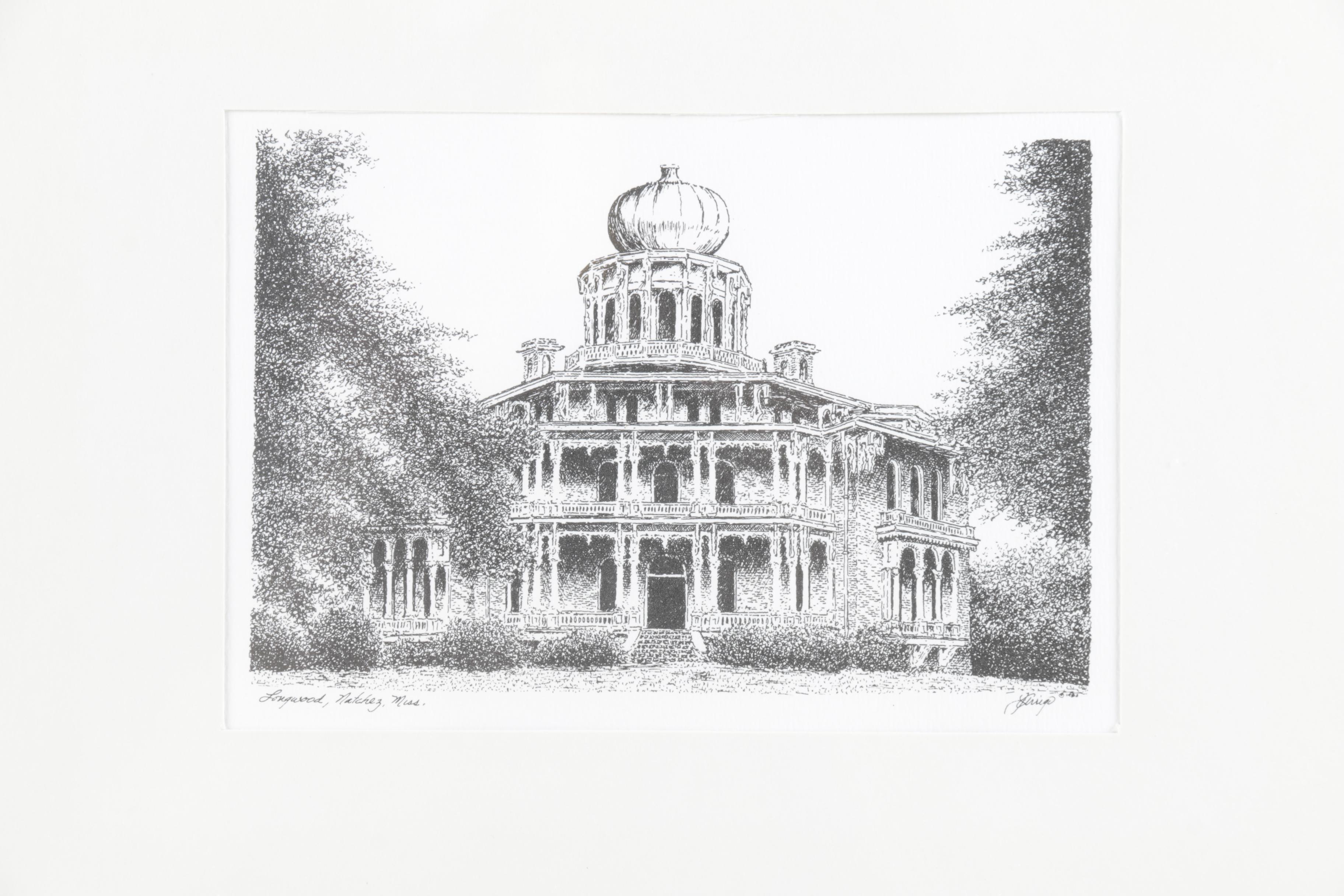 Lithographs of Architecture in Natchez, Mississippi