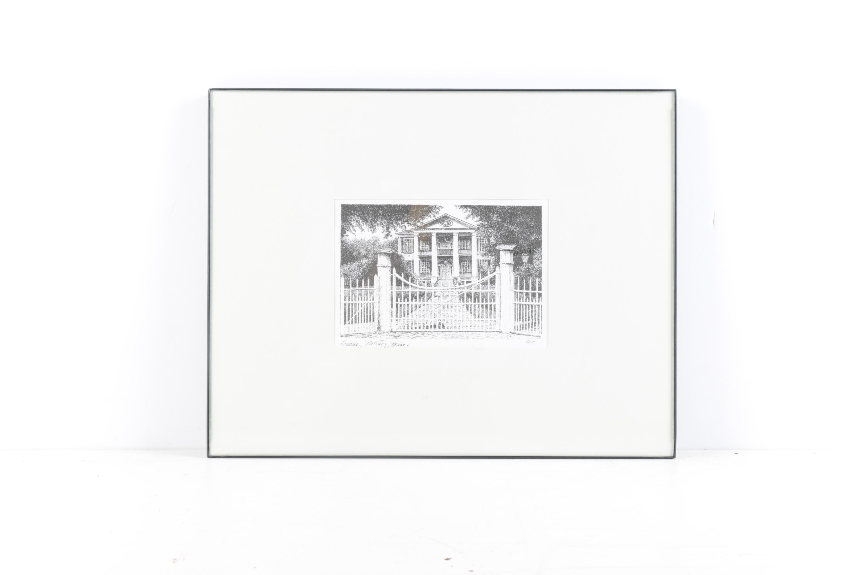 Lithographs of Architecture in Natchez, Mississippi