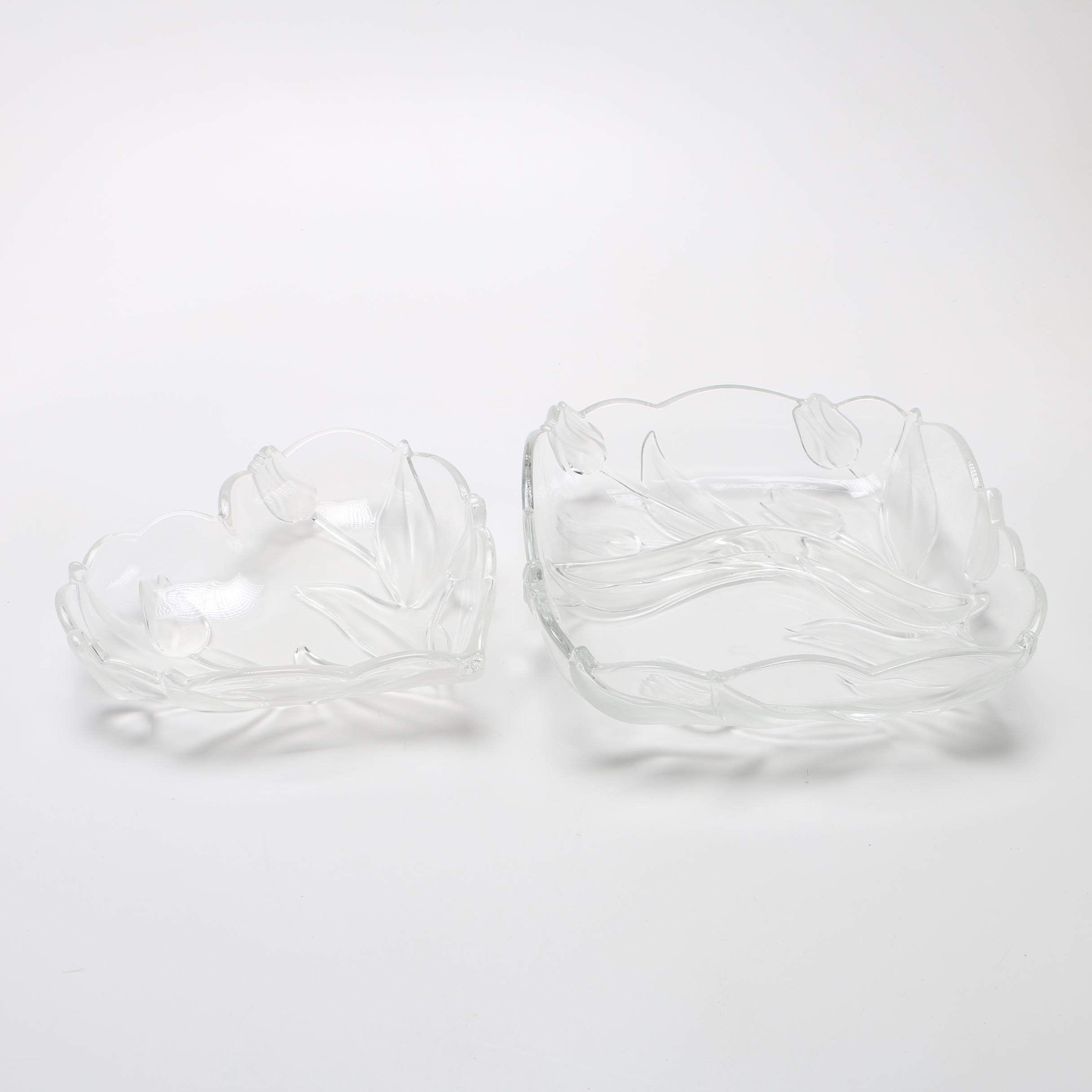 Clear Glass Floral Bowls