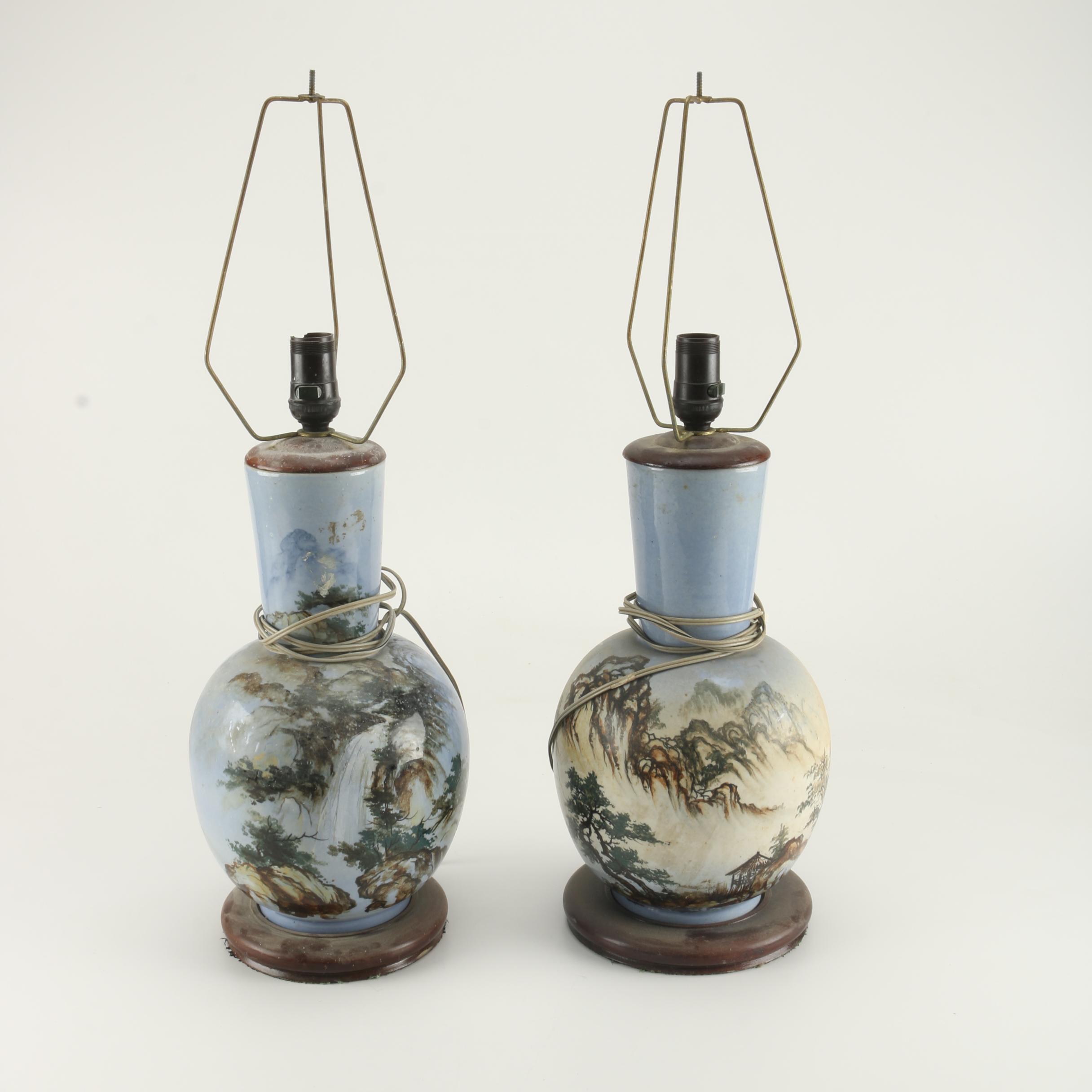 Chinese Landscape Ceramic Table Lamps