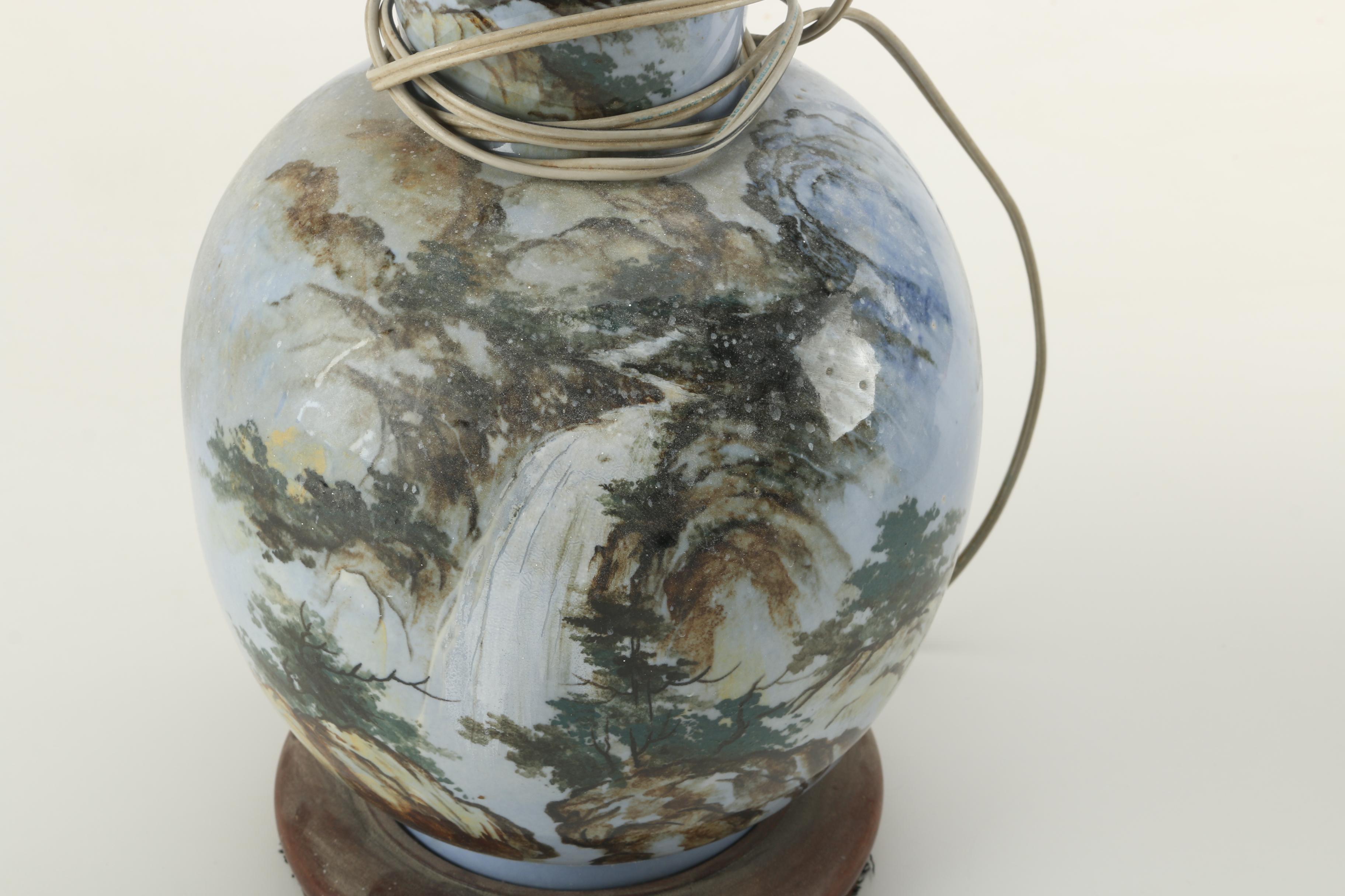 Chinese Landscape Ceramic Table Lamps