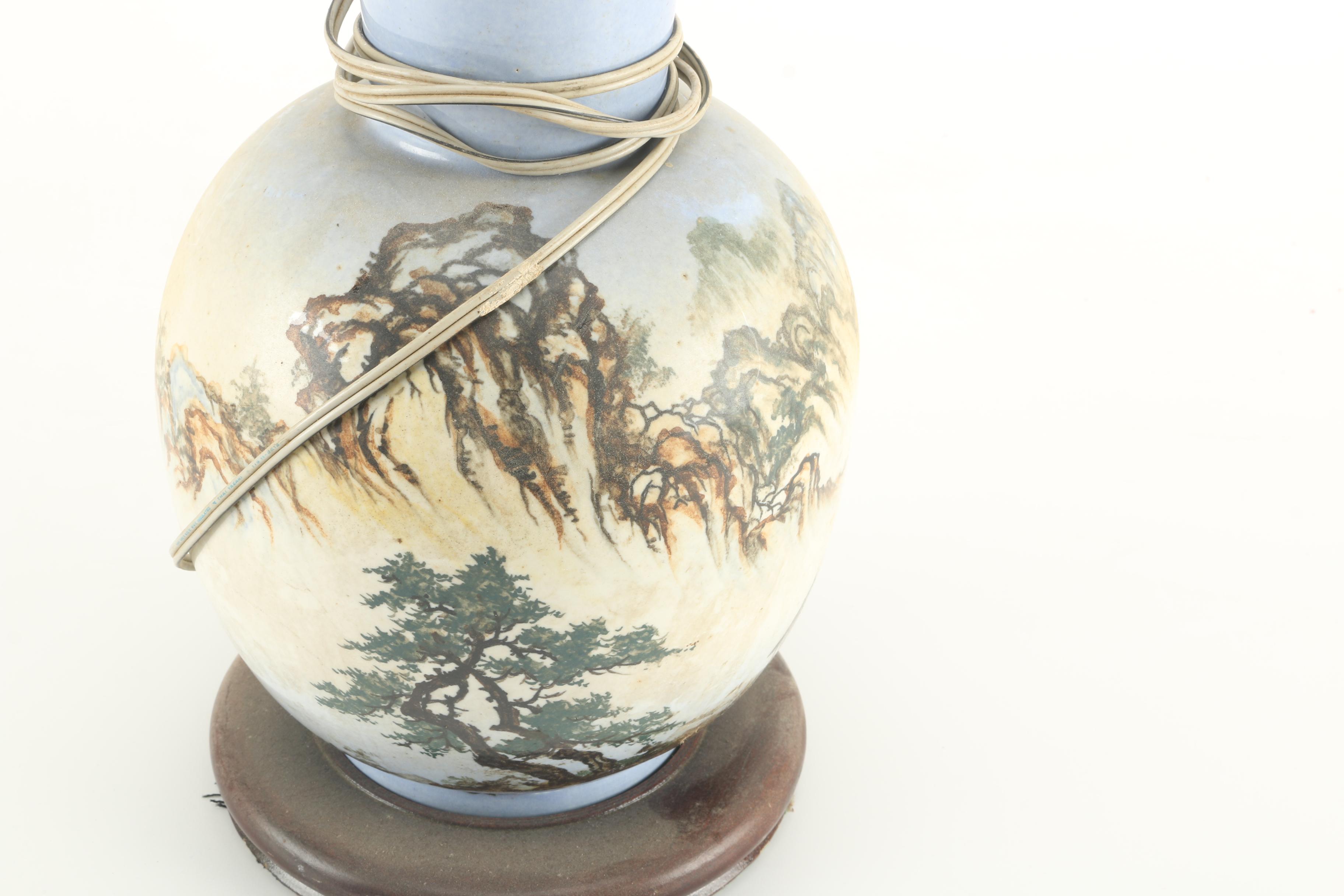 Chinese Landscape Ceramic Table Lamps