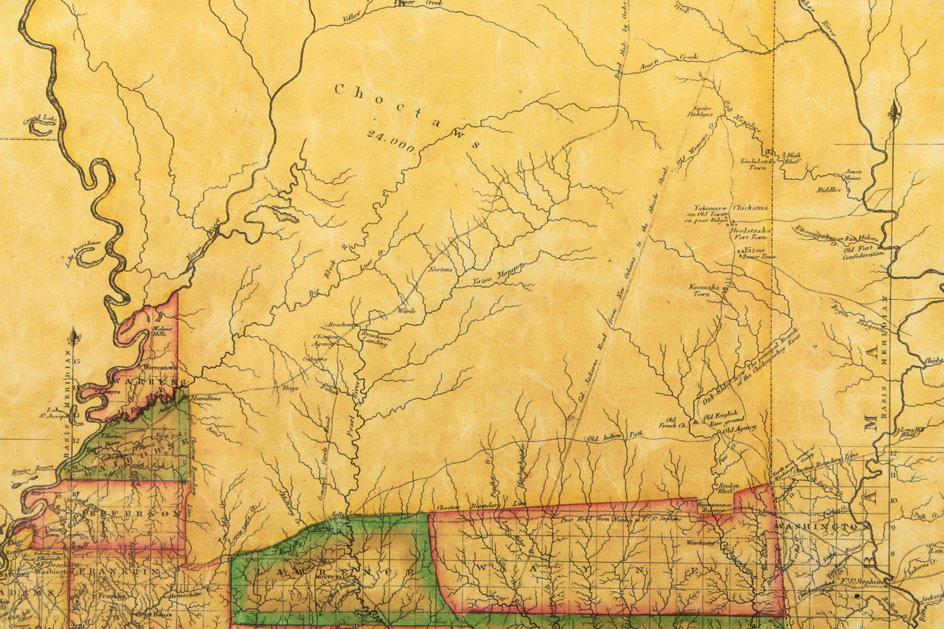 John Melish 1820 Map of Mississippi