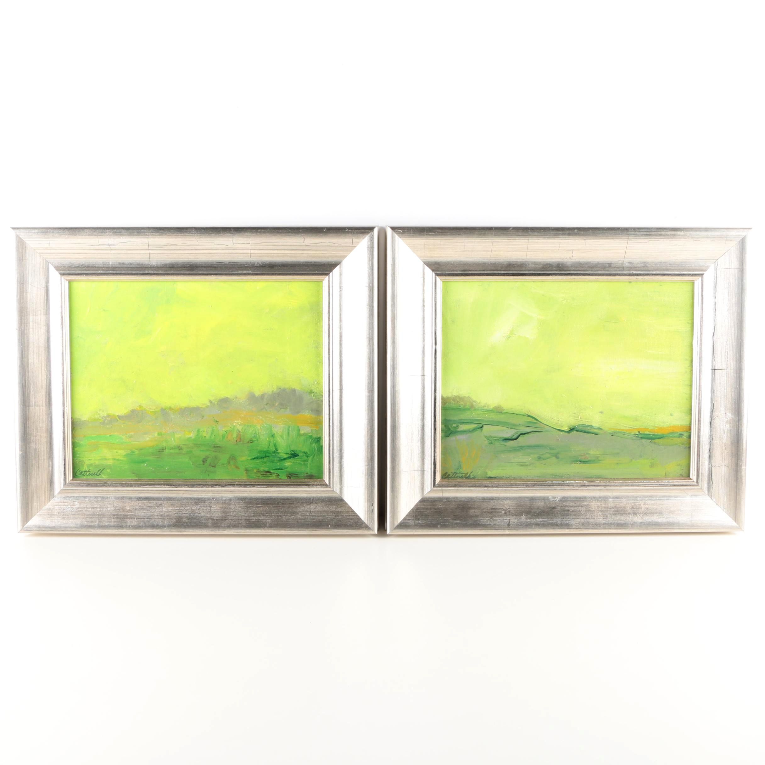 Nancy Cotterill Oil Paintings "Celadon Sky I" and "Celadon Sky II"