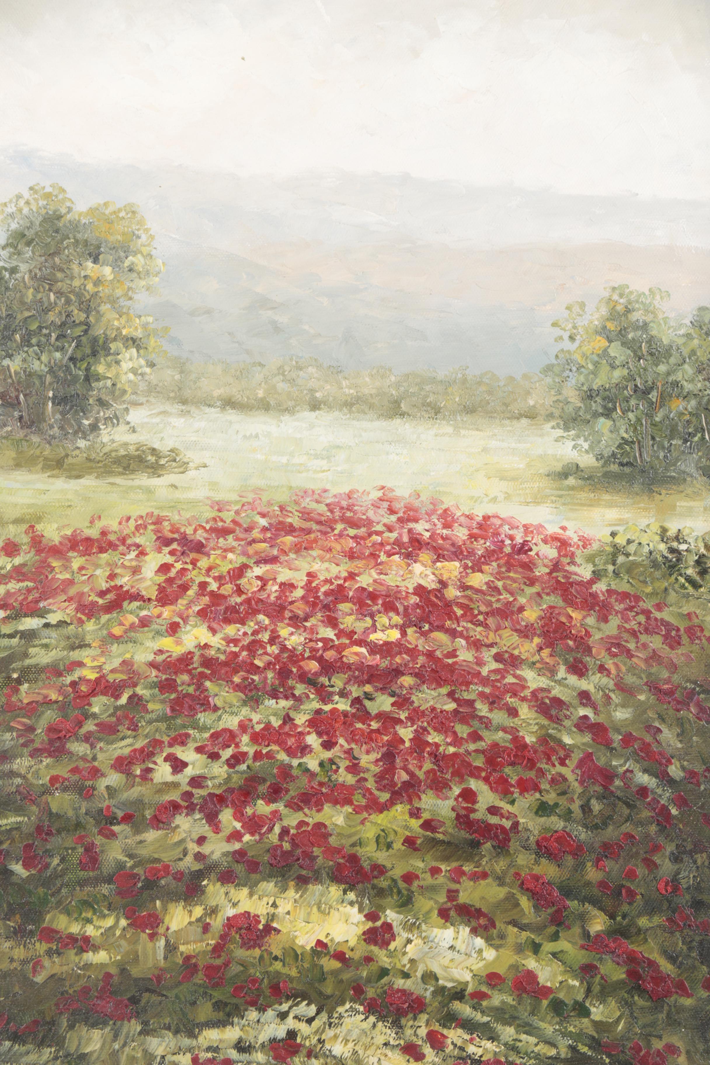 Oil Painting on Canvas of a Blossoming Field