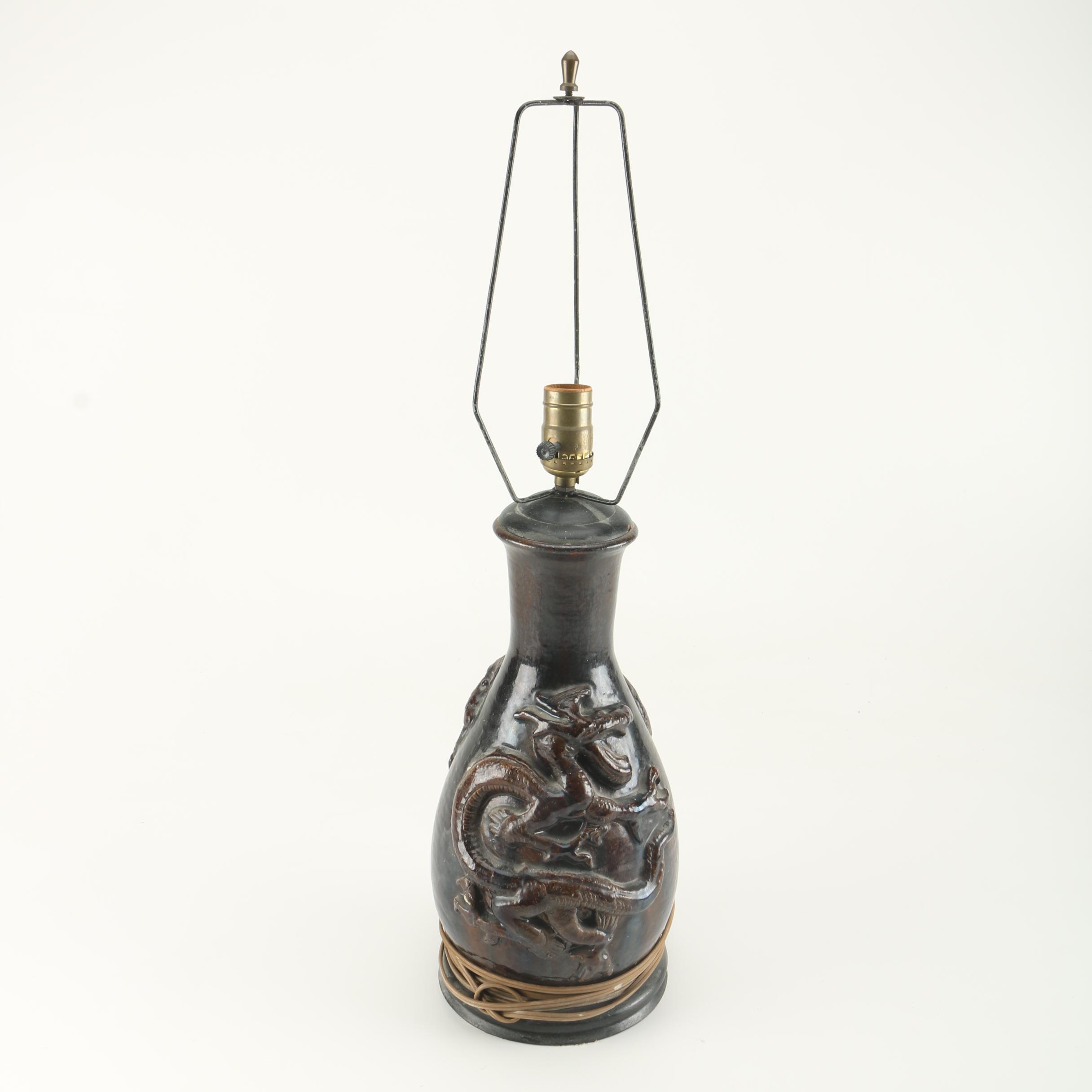 Carved Wood Lamp