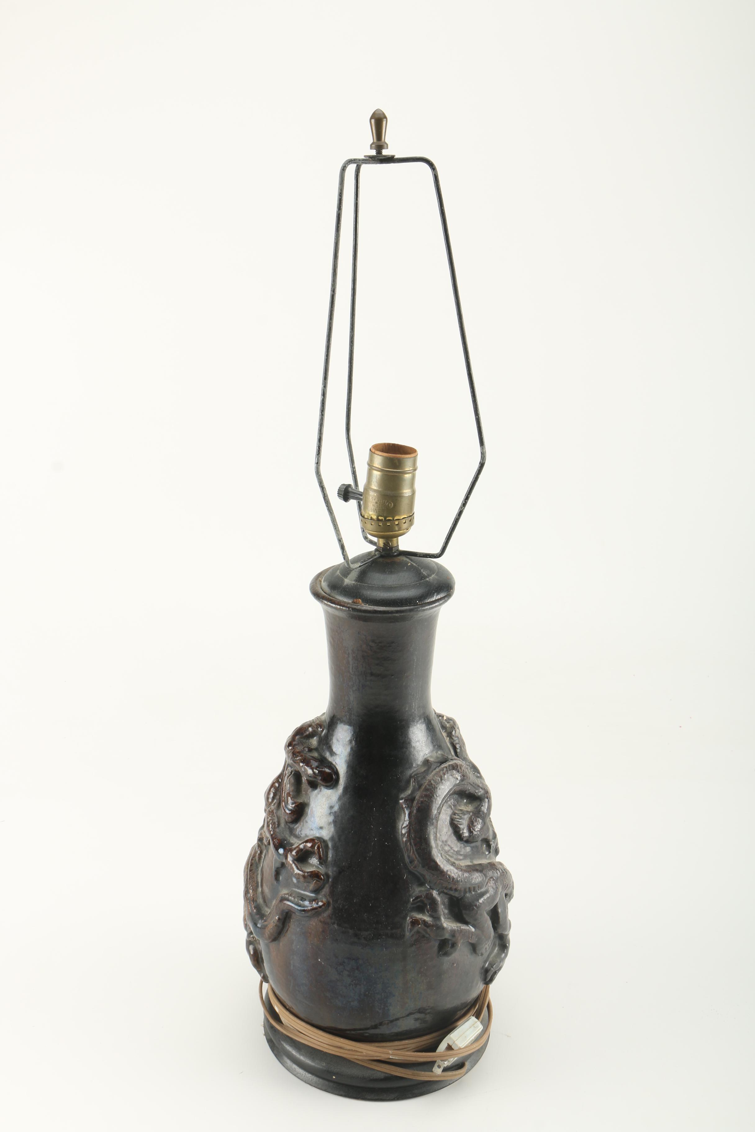 Carved Wood Lamp