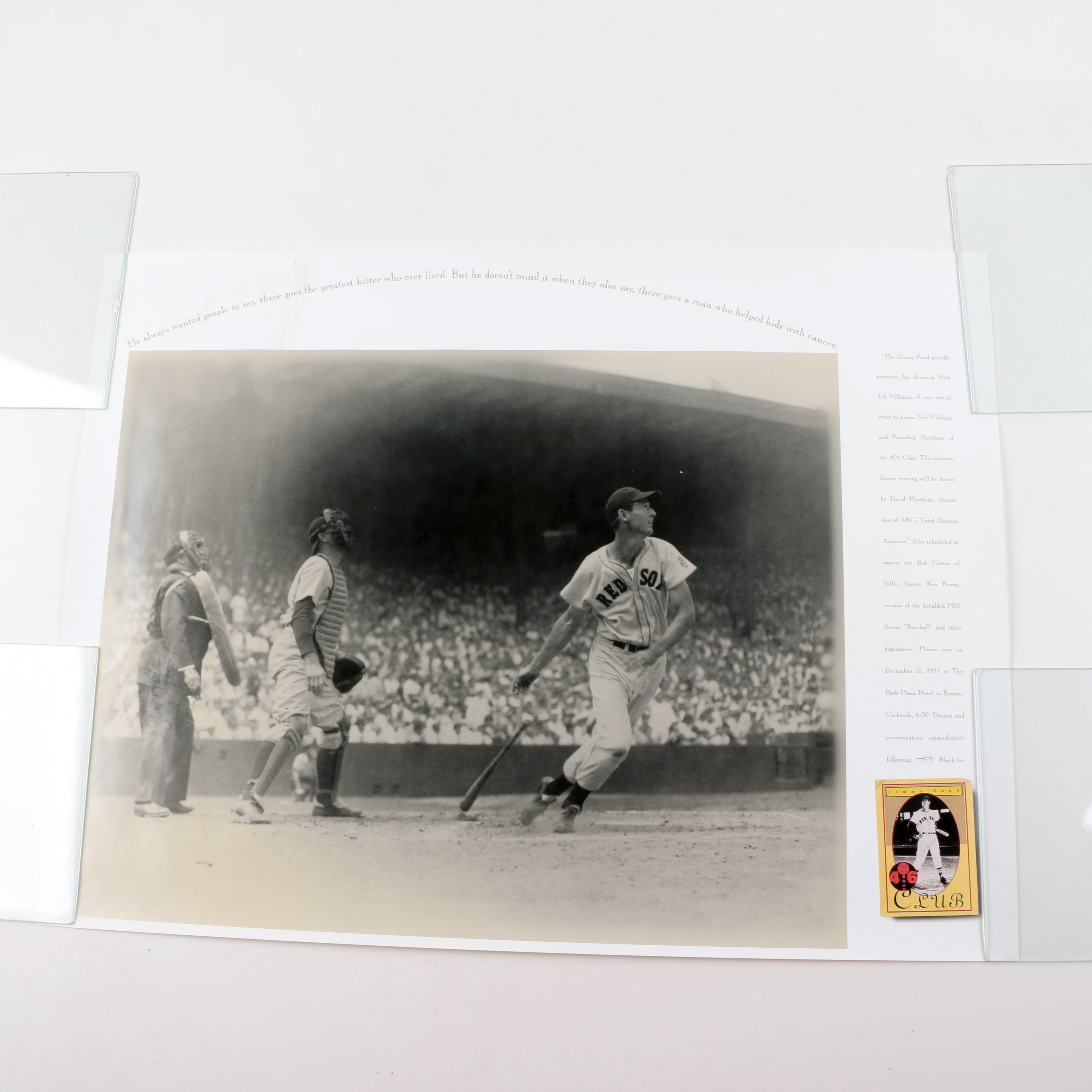 Commemorative Ted Williams Offset Lithograph of Iconic Photograph