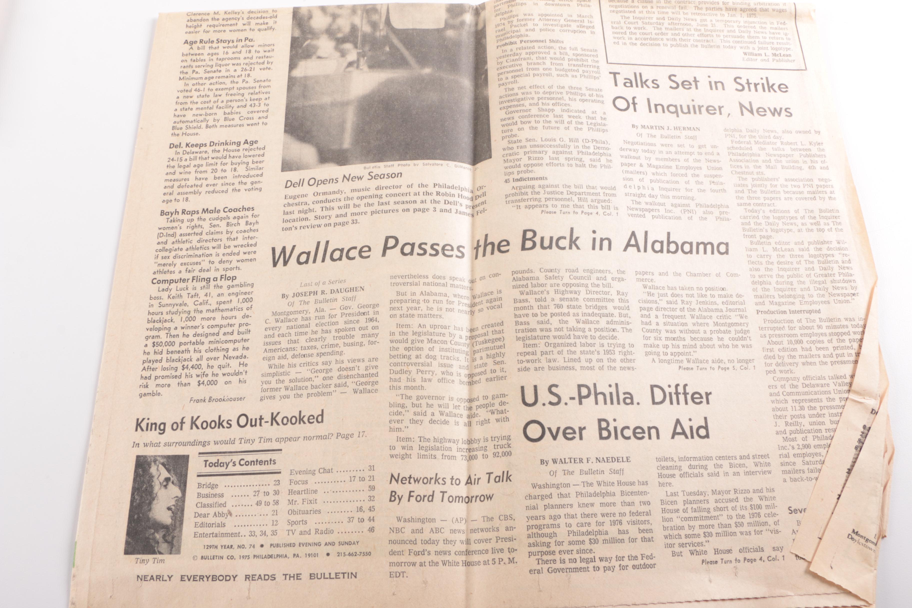 "The Evening Bulletin" Newspaper and Magazine