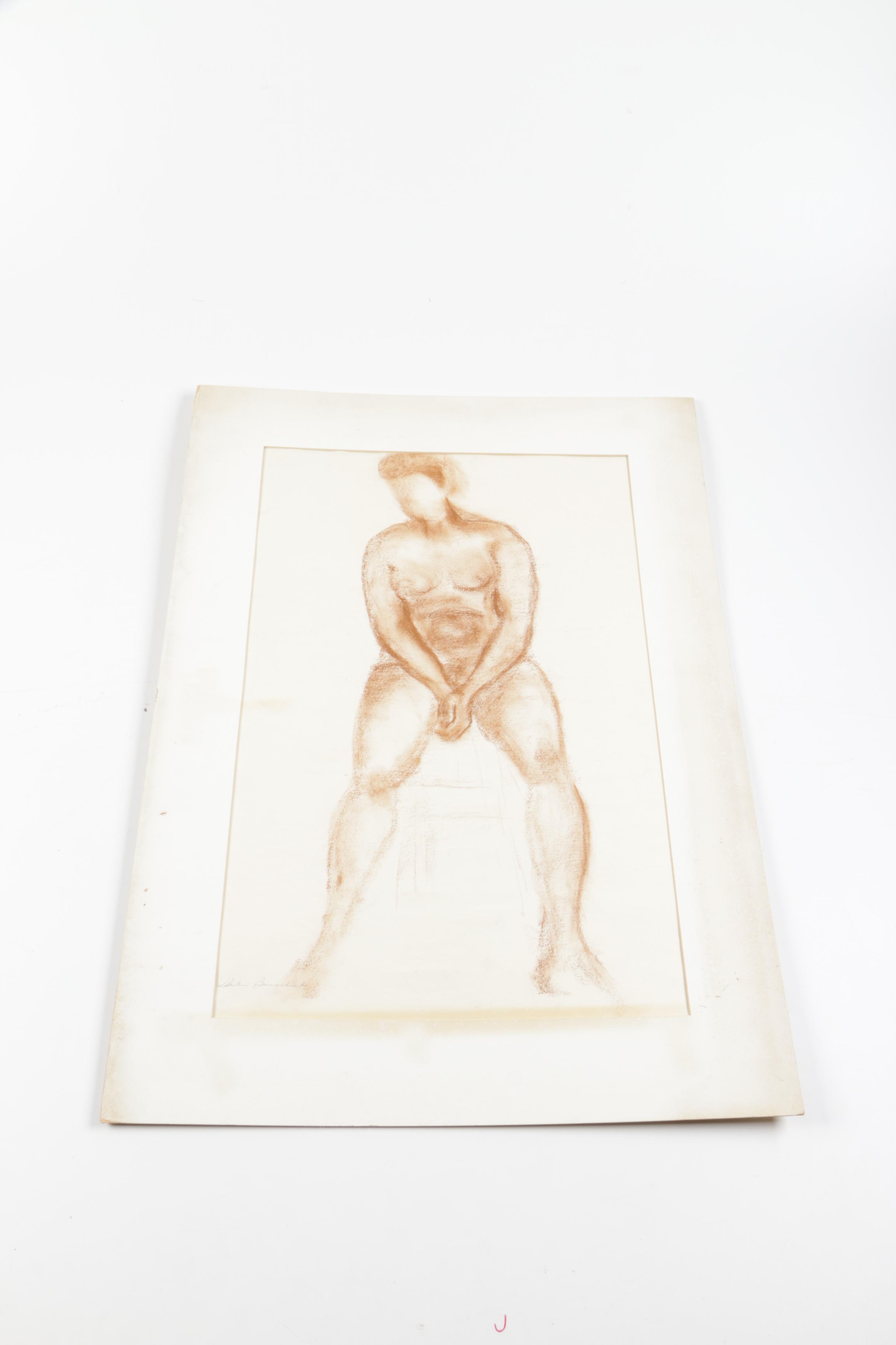 Pastel and Charcoal Drawings on Paper of Figure Studies