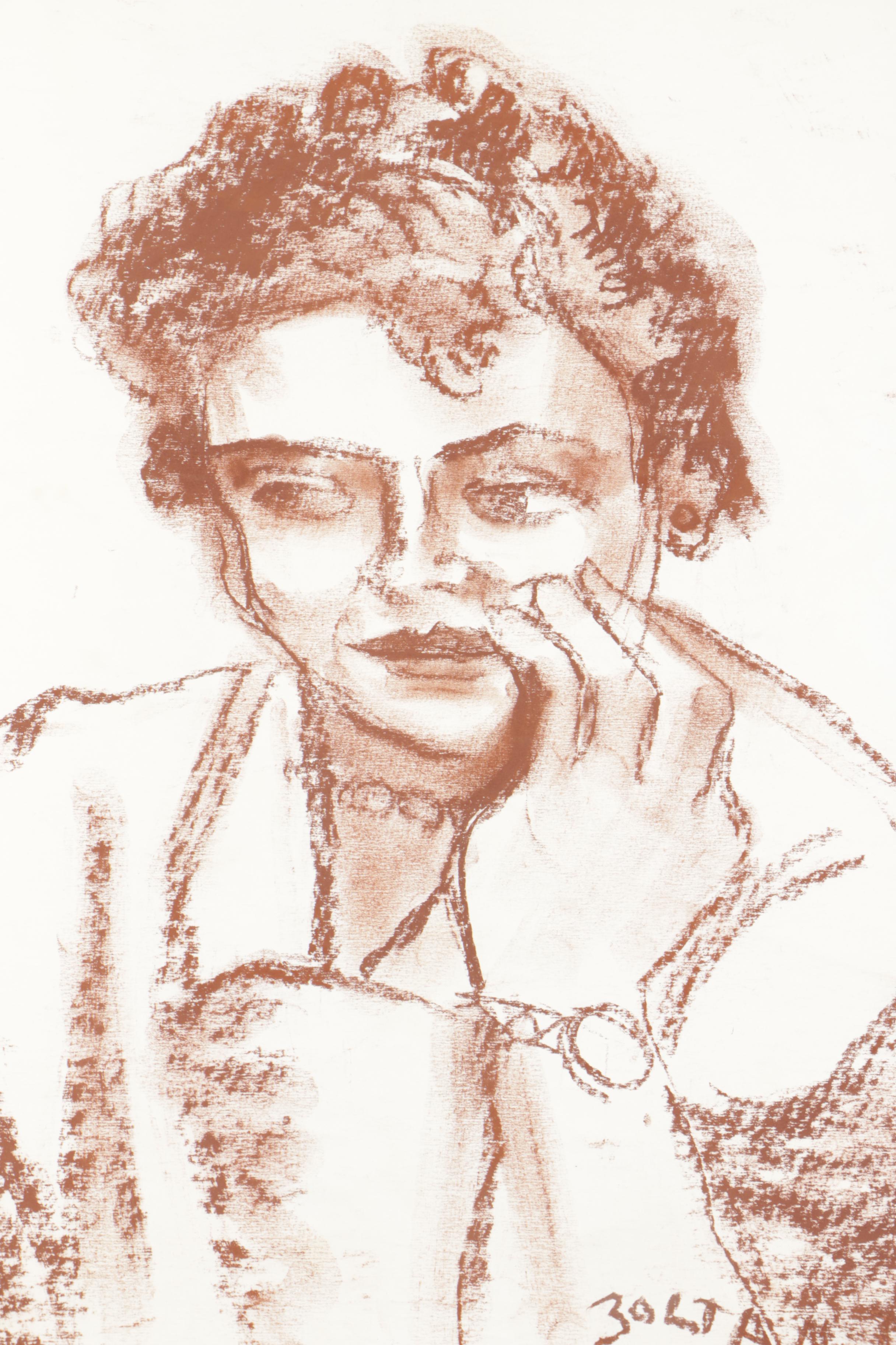 Pastel and Charcoal Drawings on Paper of Figure Studies