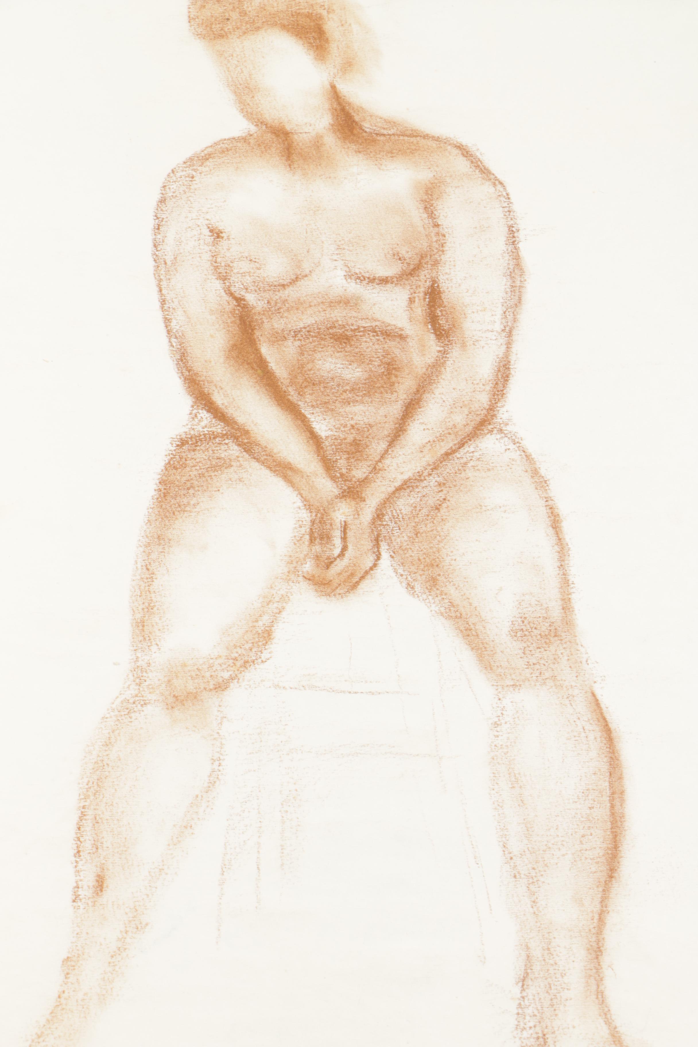 Pastel and Charcoal Drawings on Paper of Figure Studies