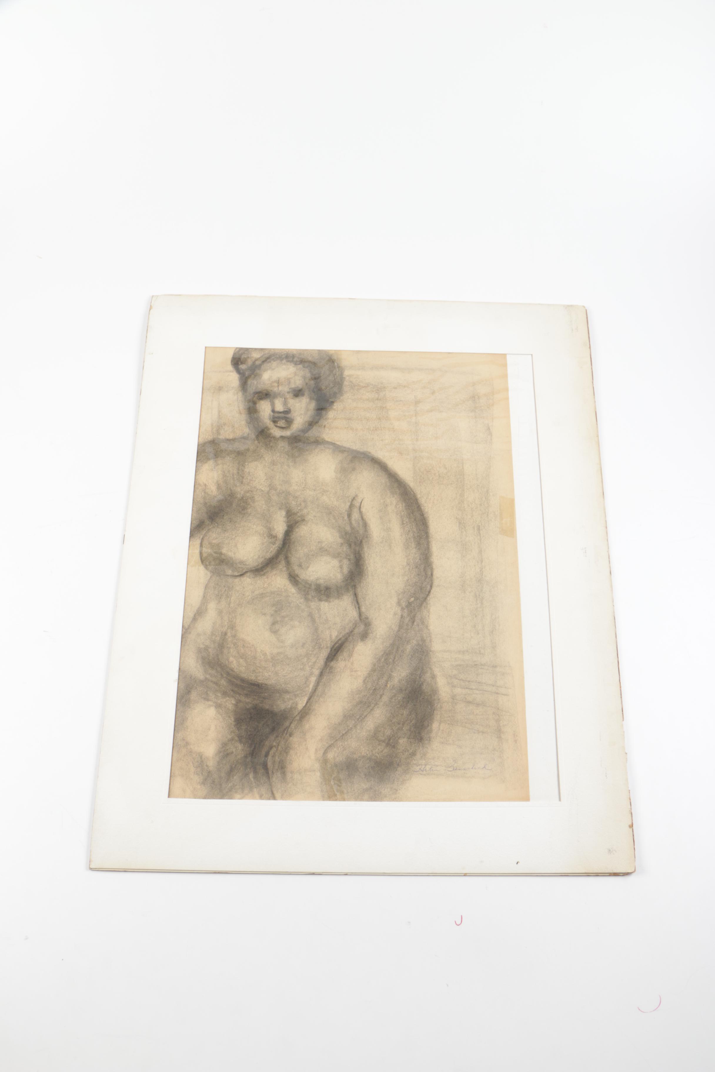 Pastel and Charcoal Drawings on Paper of Figure Studies