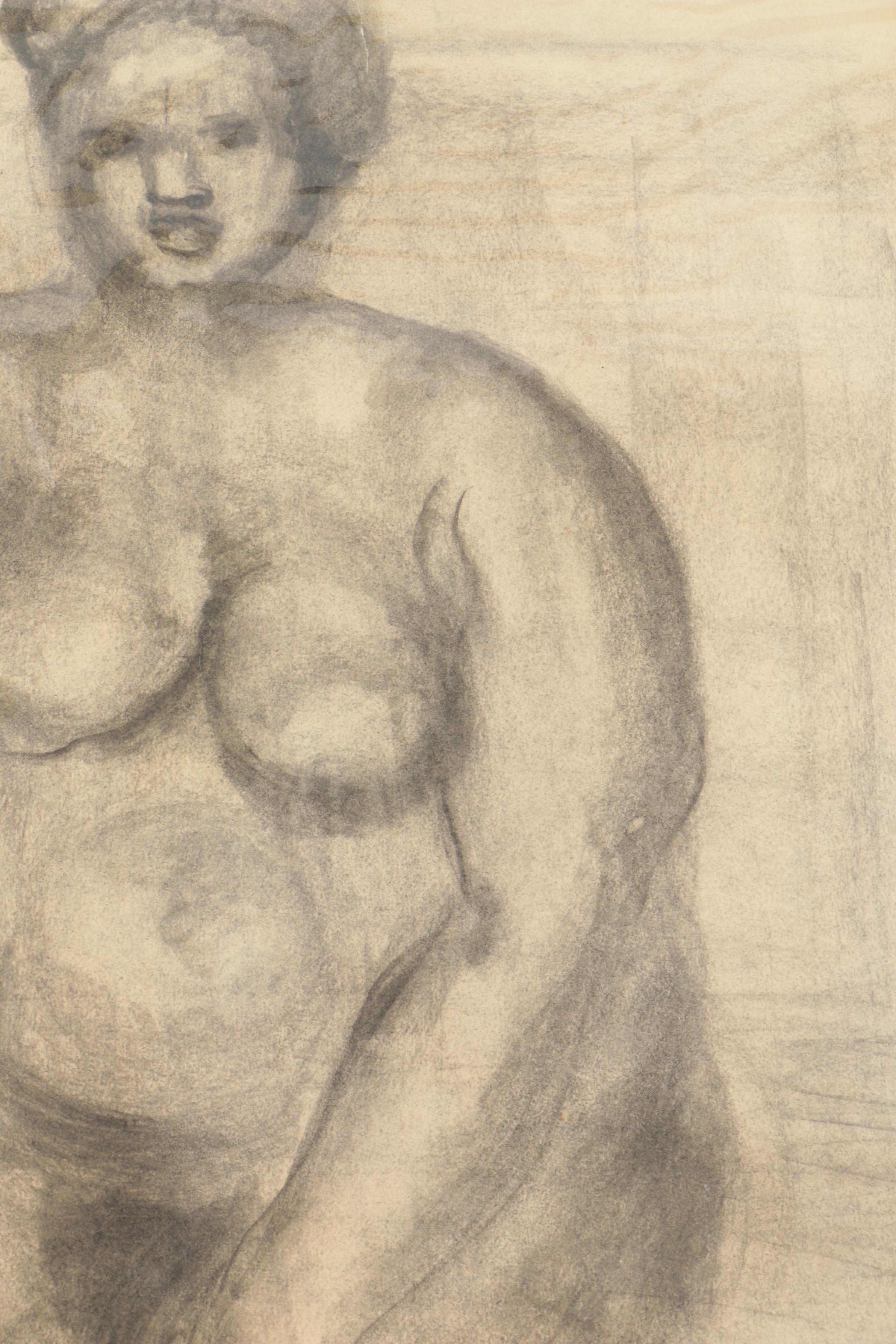 Pastel and Charcoal Drawings on Paper of Figure Studies