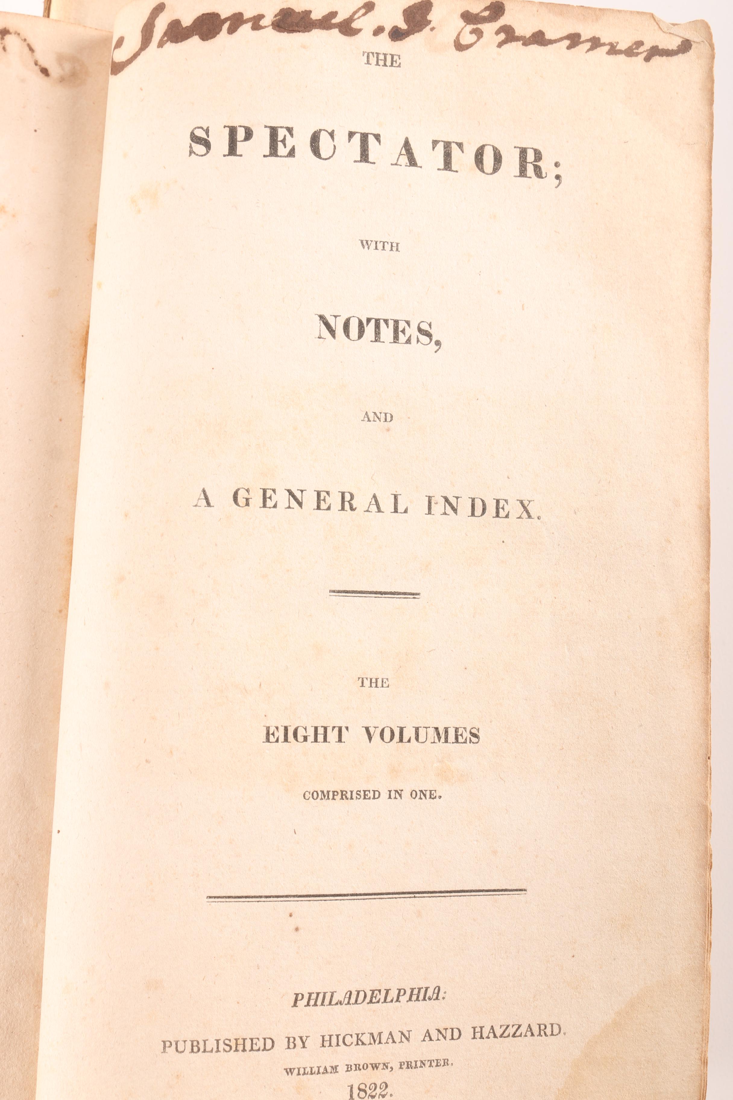 1822 "The Spectator" by Joseph Addison and Richard Steele