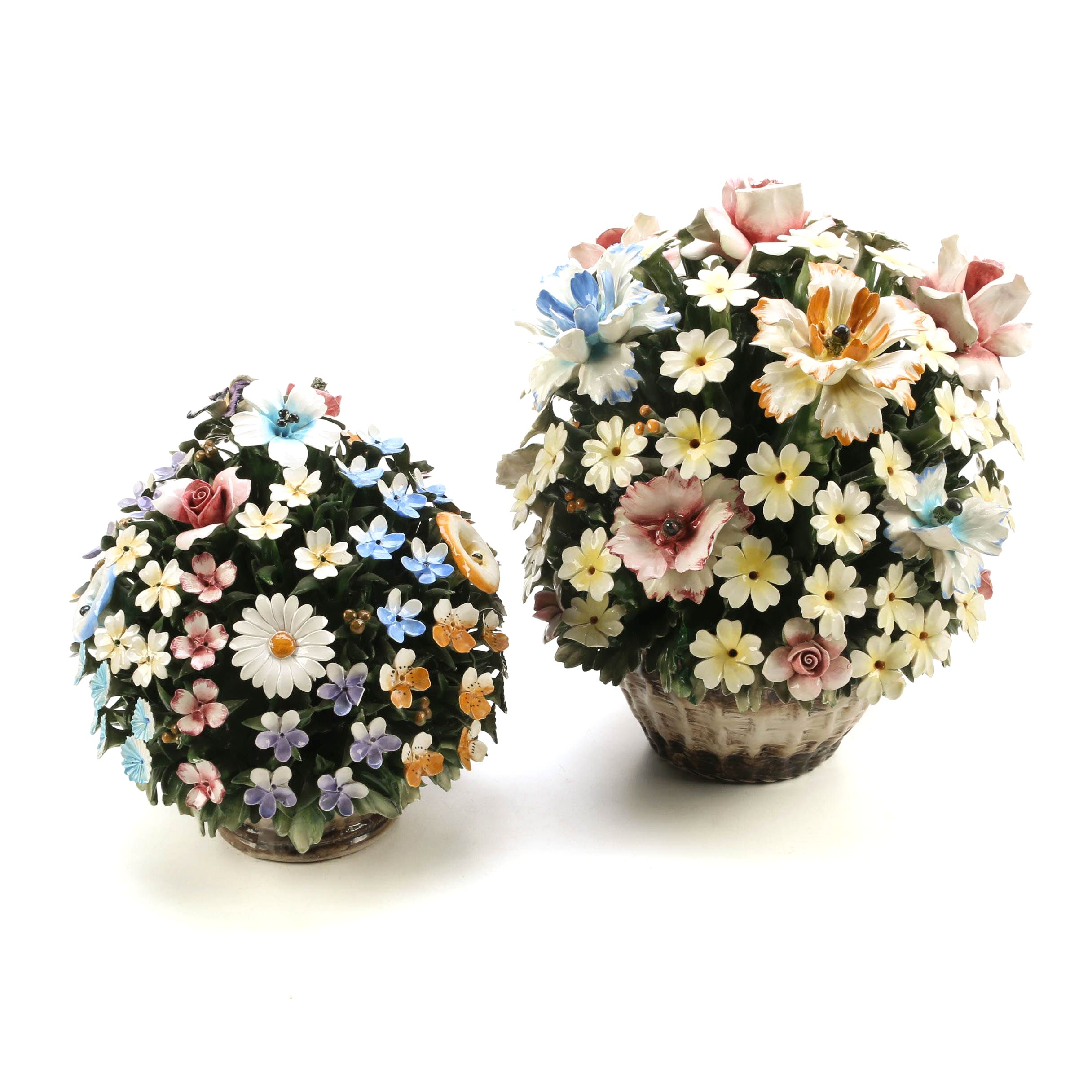 Capodimonte Porcelain Floral Bouquets