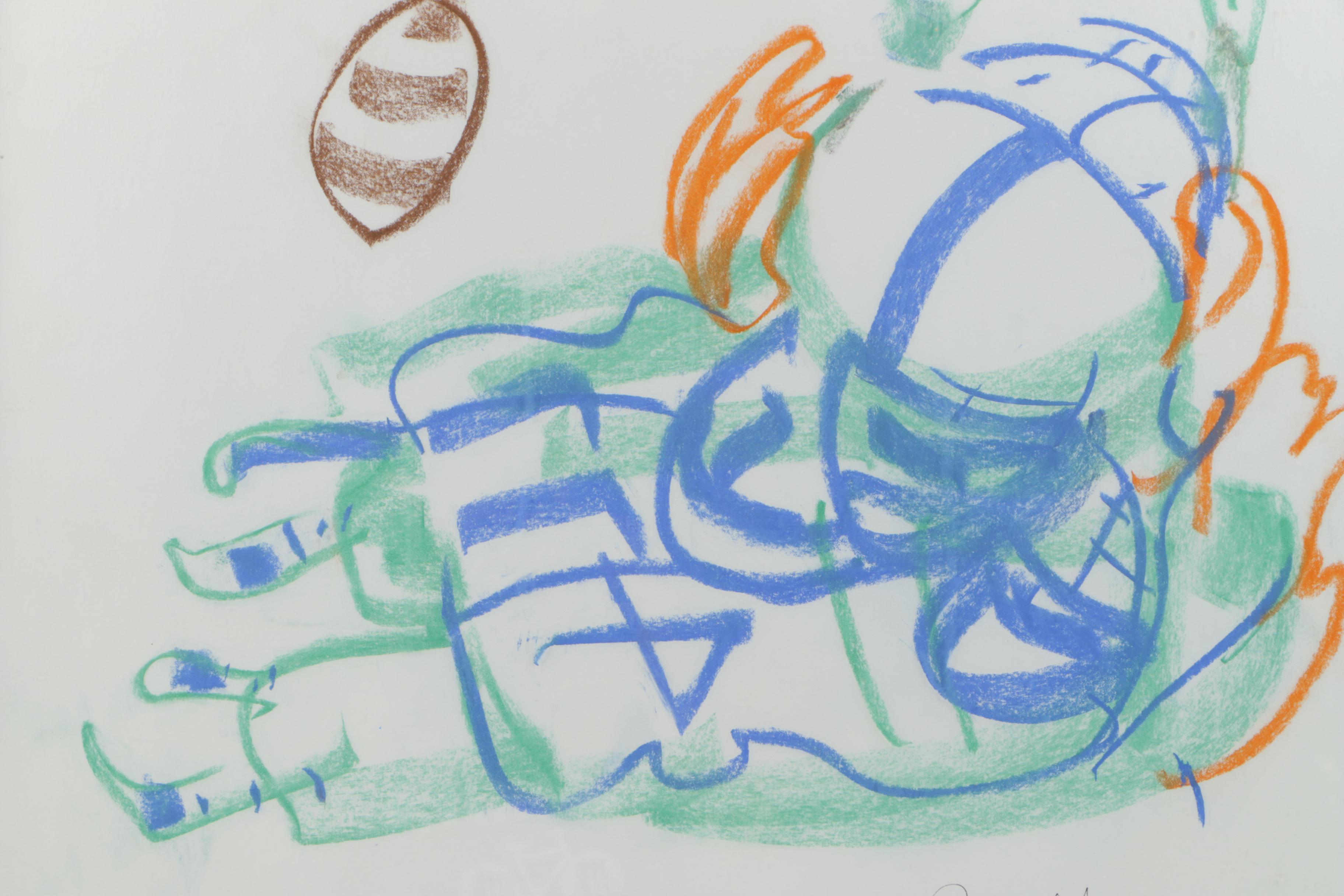 Chalk Pastel Drawing on Paper of an Abstract Figure