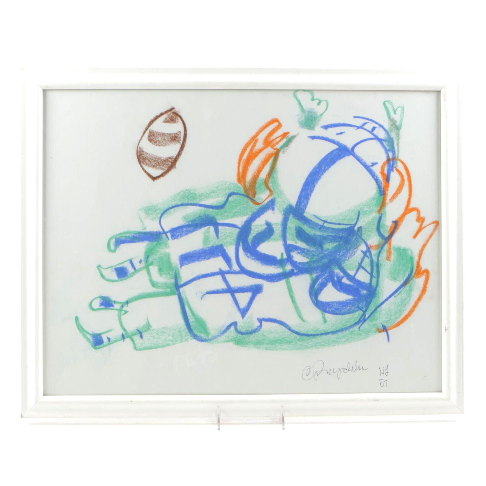 Chalk Pastel Drawing on Paper of an Abstract Figure