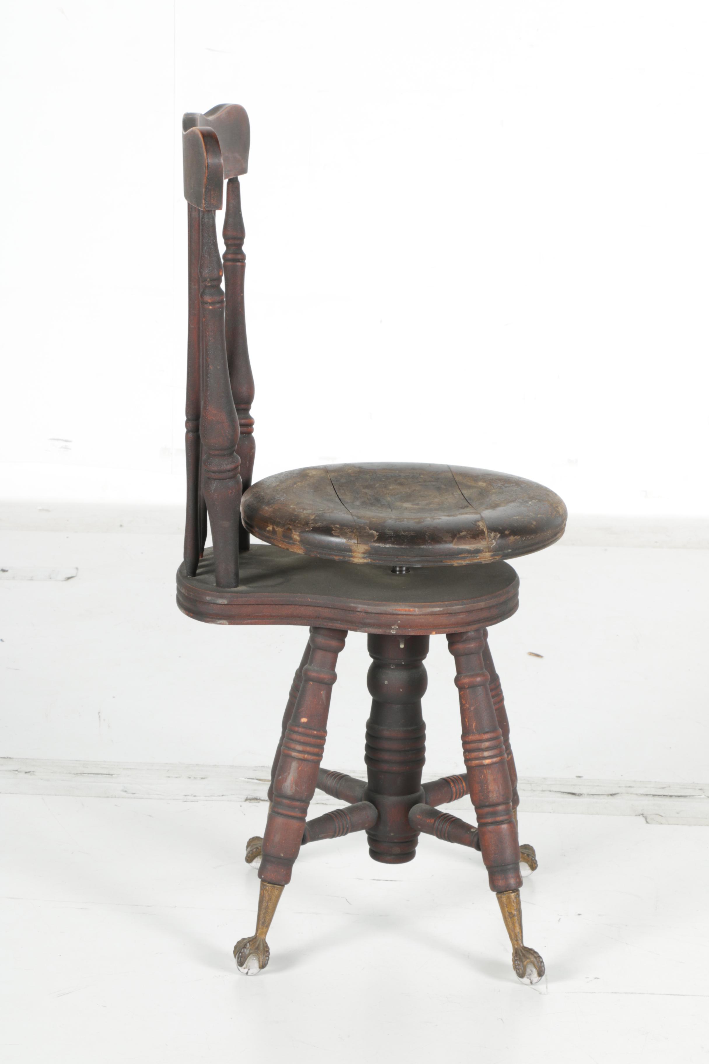 Victoria Era Antique Spindle Back Piano Stool