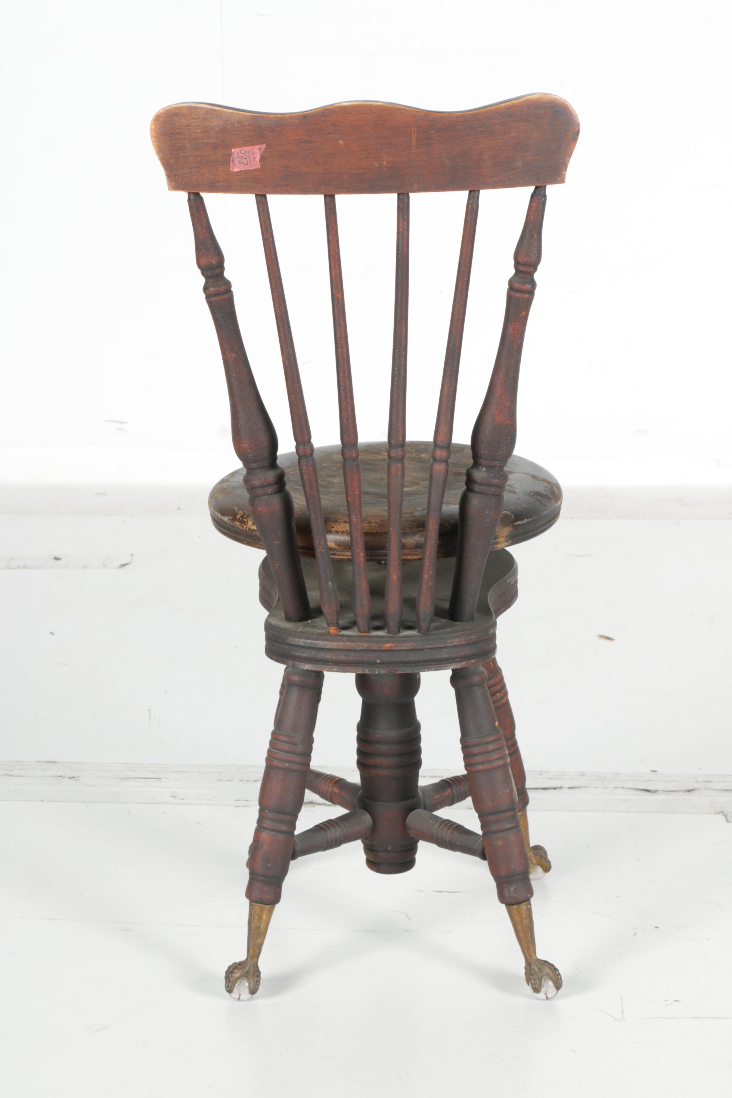 Victoria Era Antique Spindle Back Piano Stool