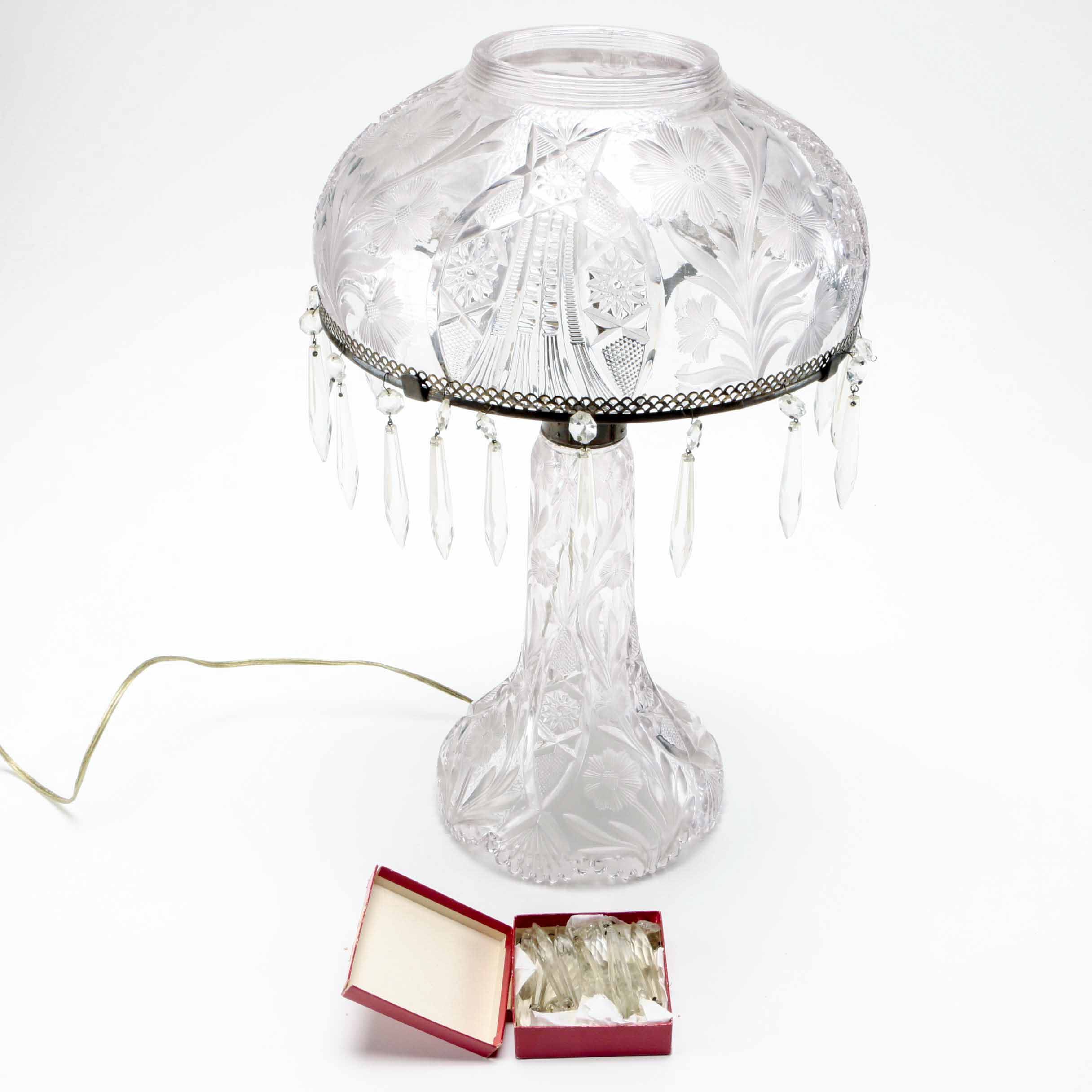 Vintage Cut Glass Table Lamp