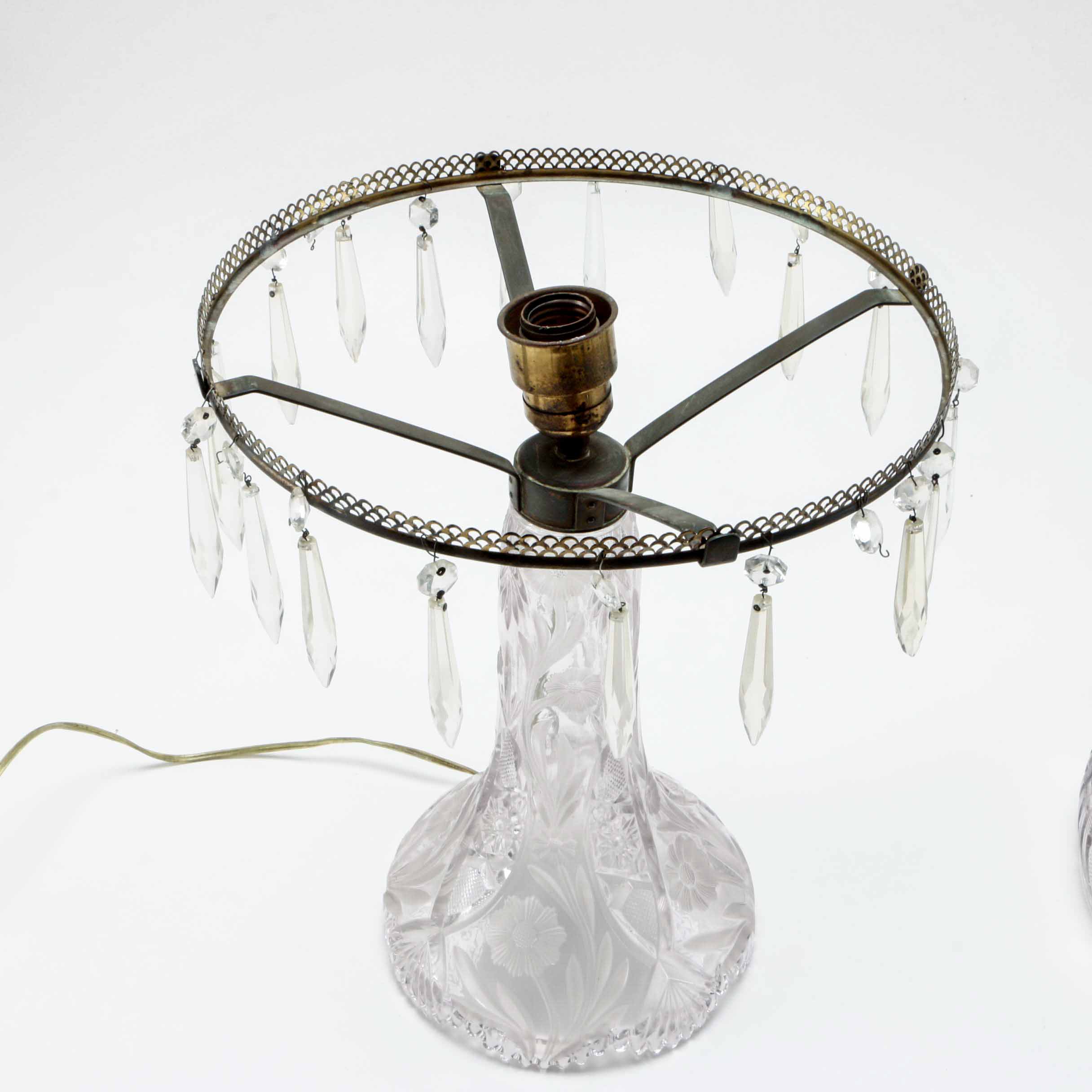 Vintage Cut Glass Table Lamp