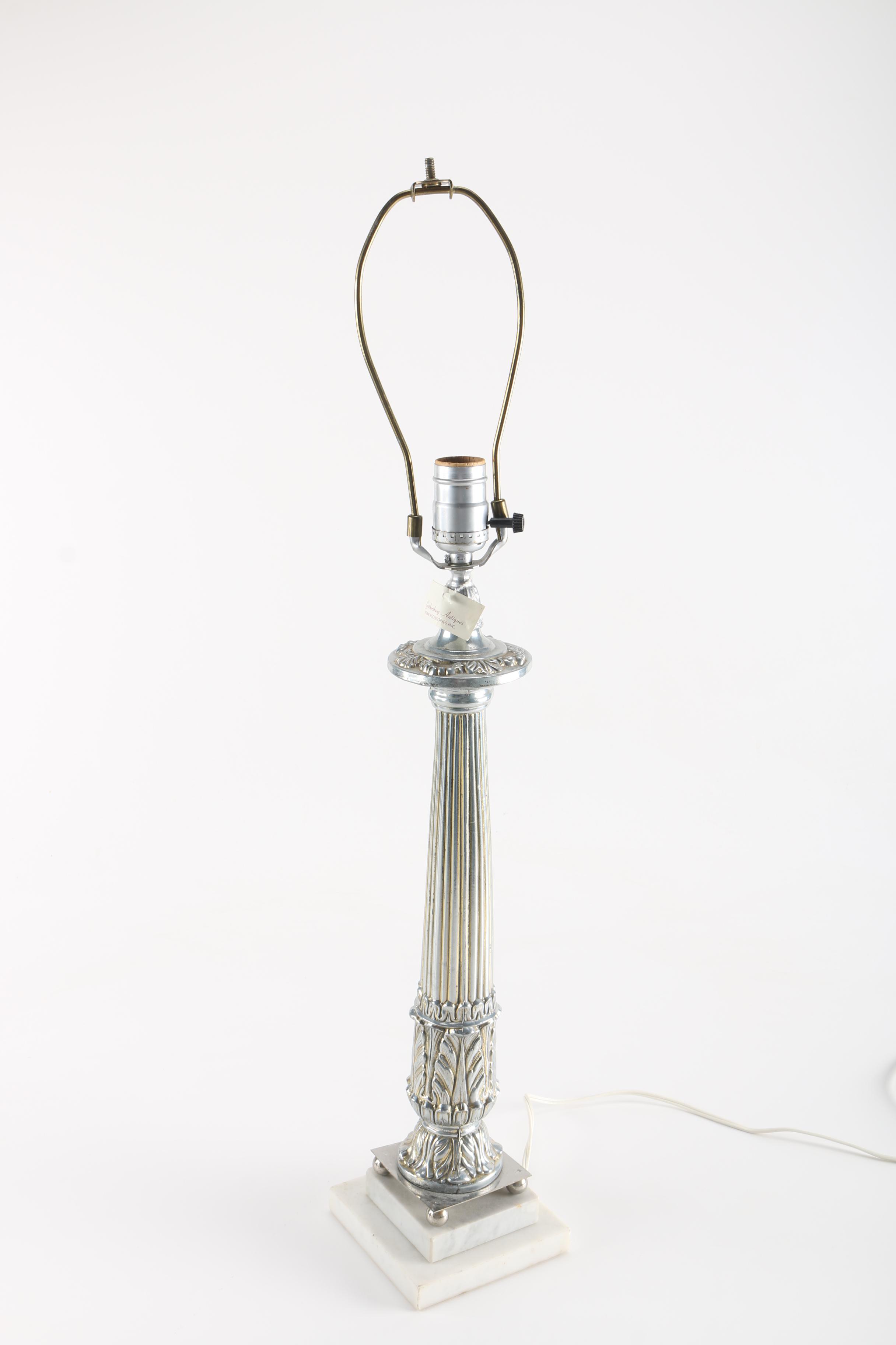 Metal Table Lamp With Marble Base
